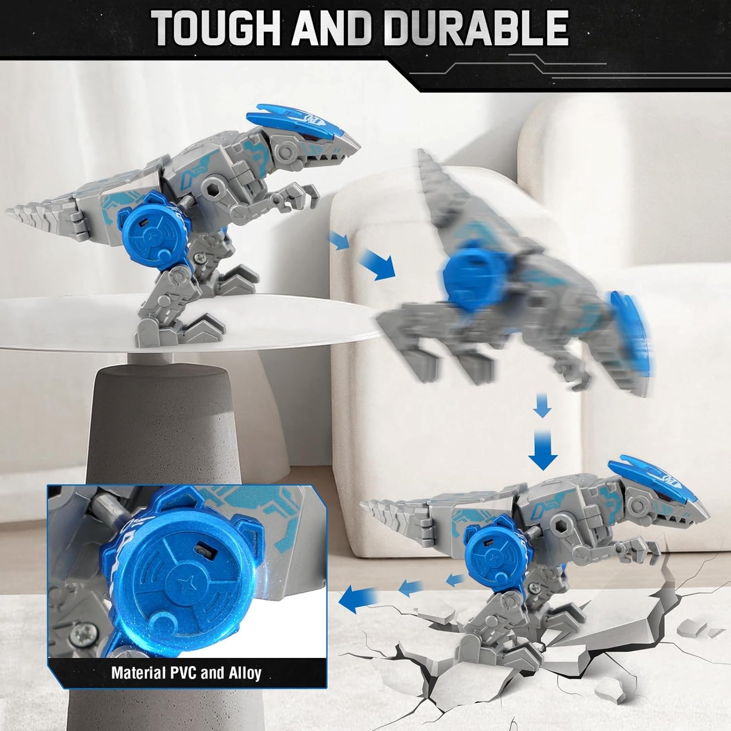 Thumbnail 5 de JONEG Transforming Robot Dinosaur 4-in-1 STEM Toy (11 Shape Transformations) for Ages 5–10, Black