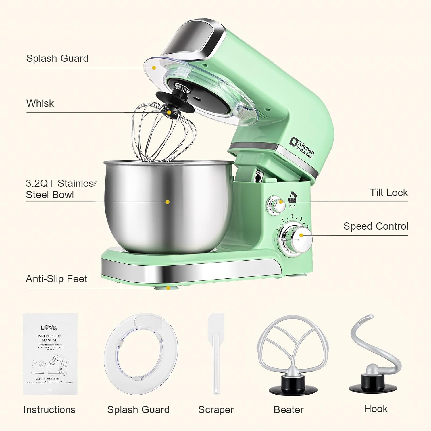 Thumbnail 2 de Kitchen in the box Stand Mixer 3.2 Qt 🍽