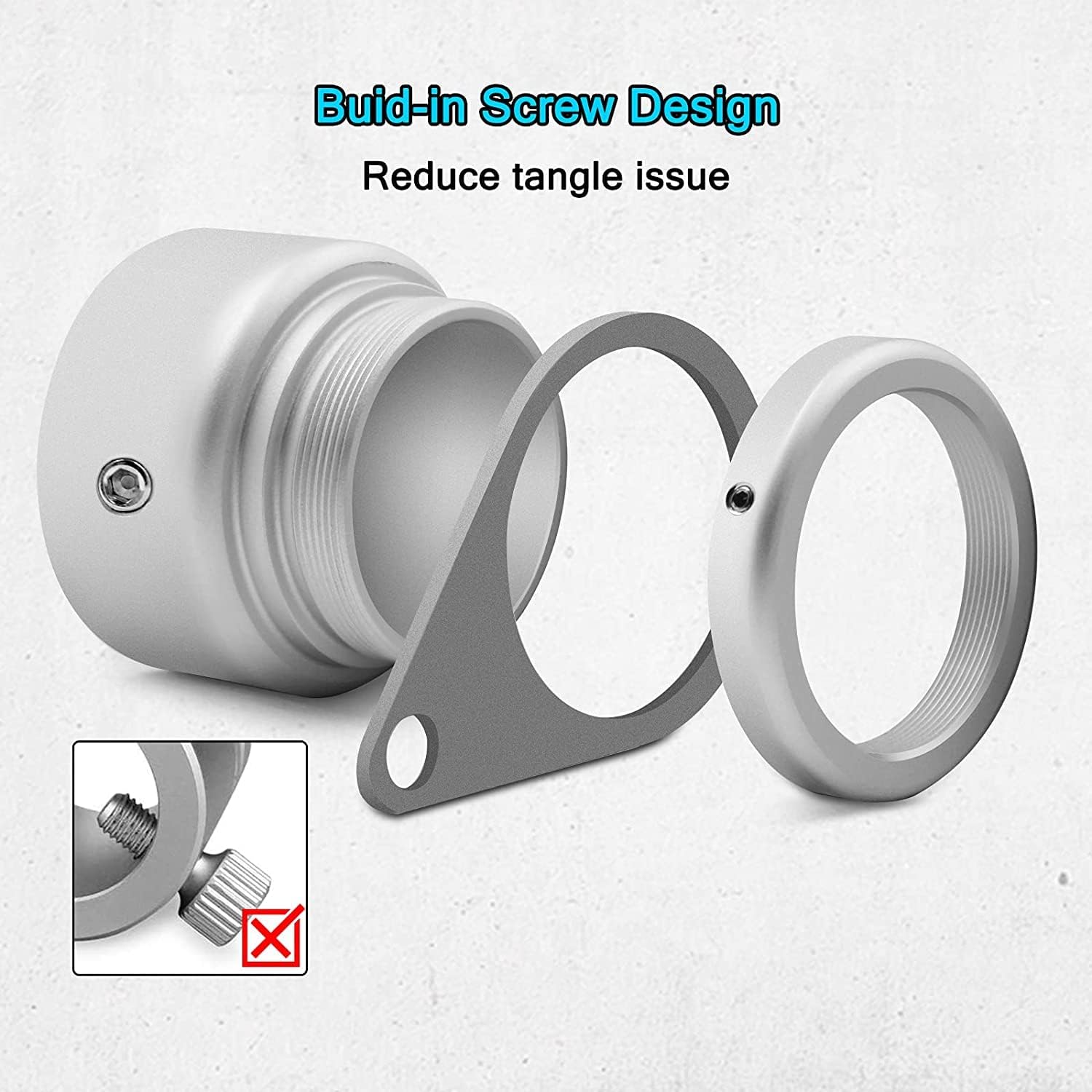 Detalle de Anovo ring-p Flagpole Rings, 360° Rotating, Matte Silver, 1.02–1.25-Inch Poles