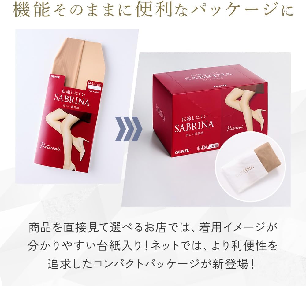 Detalle de グンゼ SABRINA SB517 ストッキング7足セット 美しい素肌感・つま先補強・幅広ウエスト