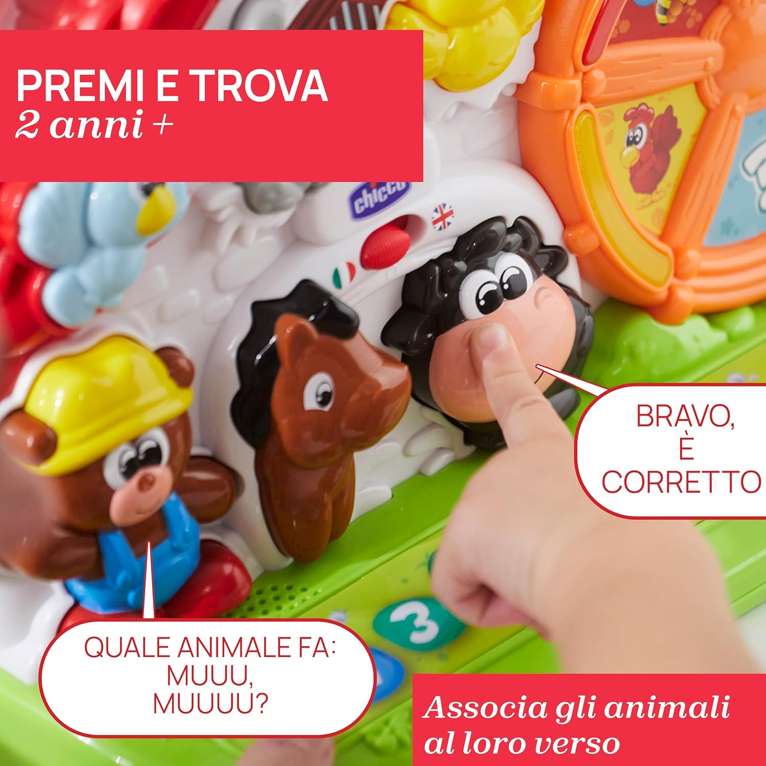 Detalle 2 de Chicco Fattoria Parlante Bilingue: Fattoria Educativa Interattiva per Neonati e Bambini 1–4 Anni