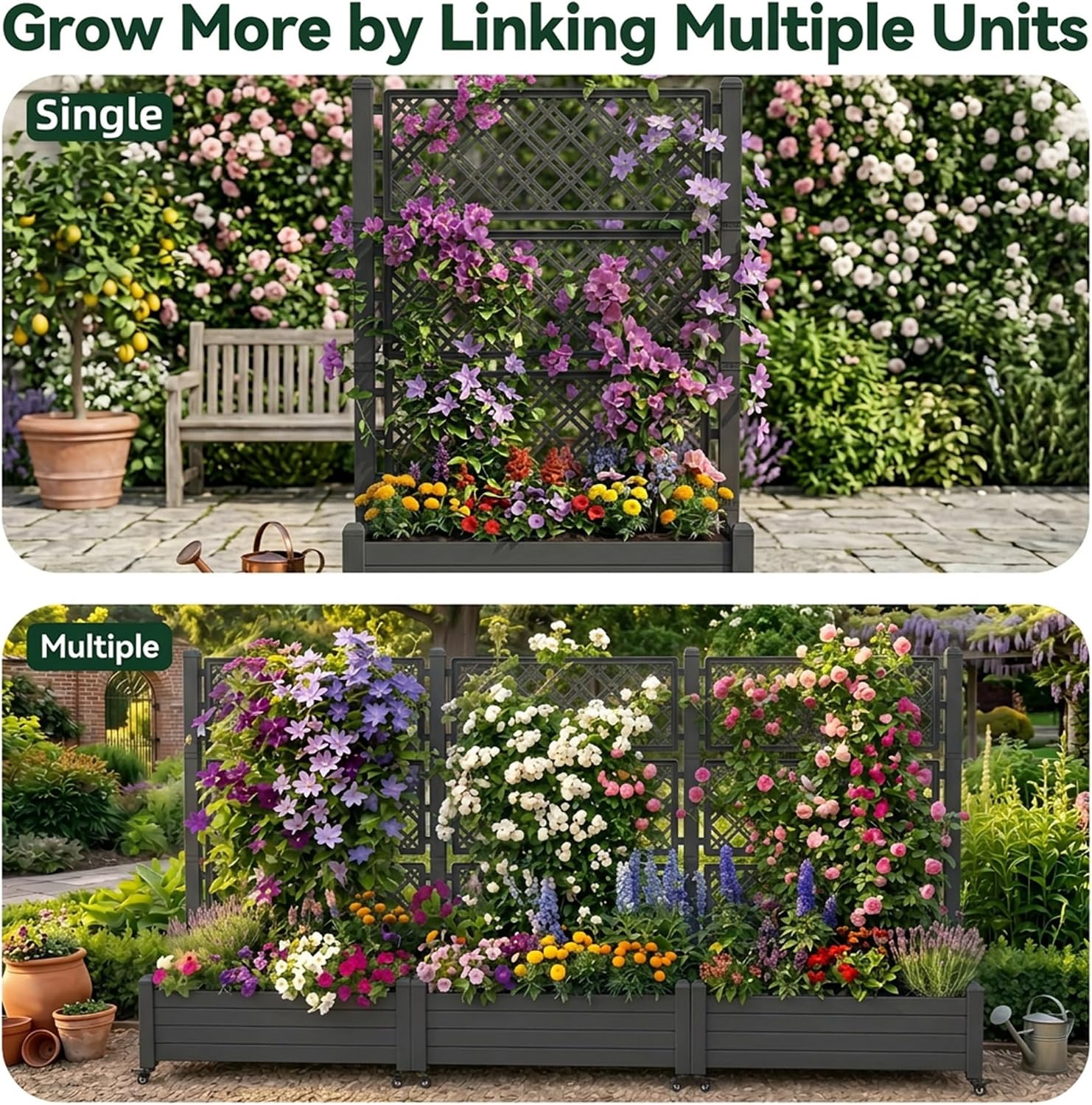 Thumbnail 6 de Raised Garden Bed with Trellis, Black