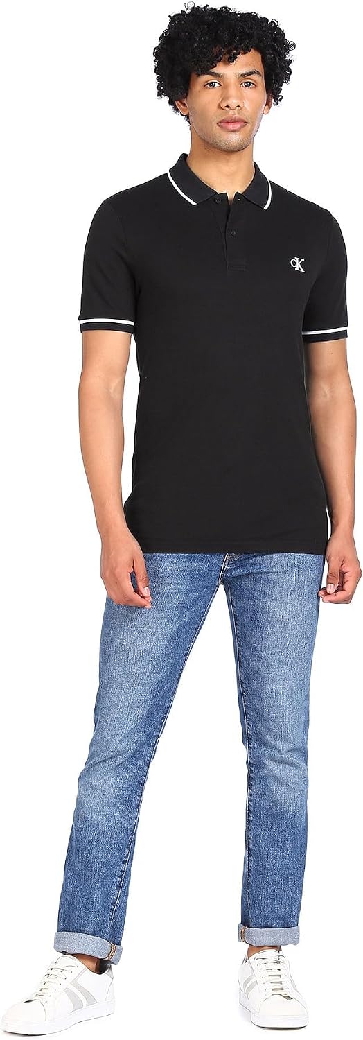 Thumbnail 1 de Calvin Klein Jeans J30J315603 Men’s Slim Tipping Polo Shirt, Black, XS