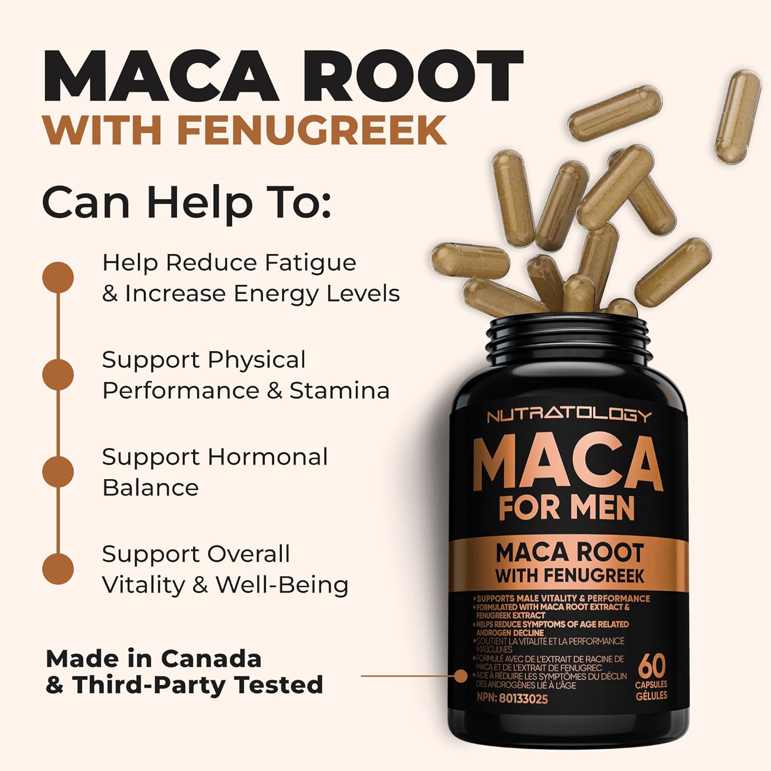 Detalle 2 de Nutratology Maca supplement for men, 60 capsules