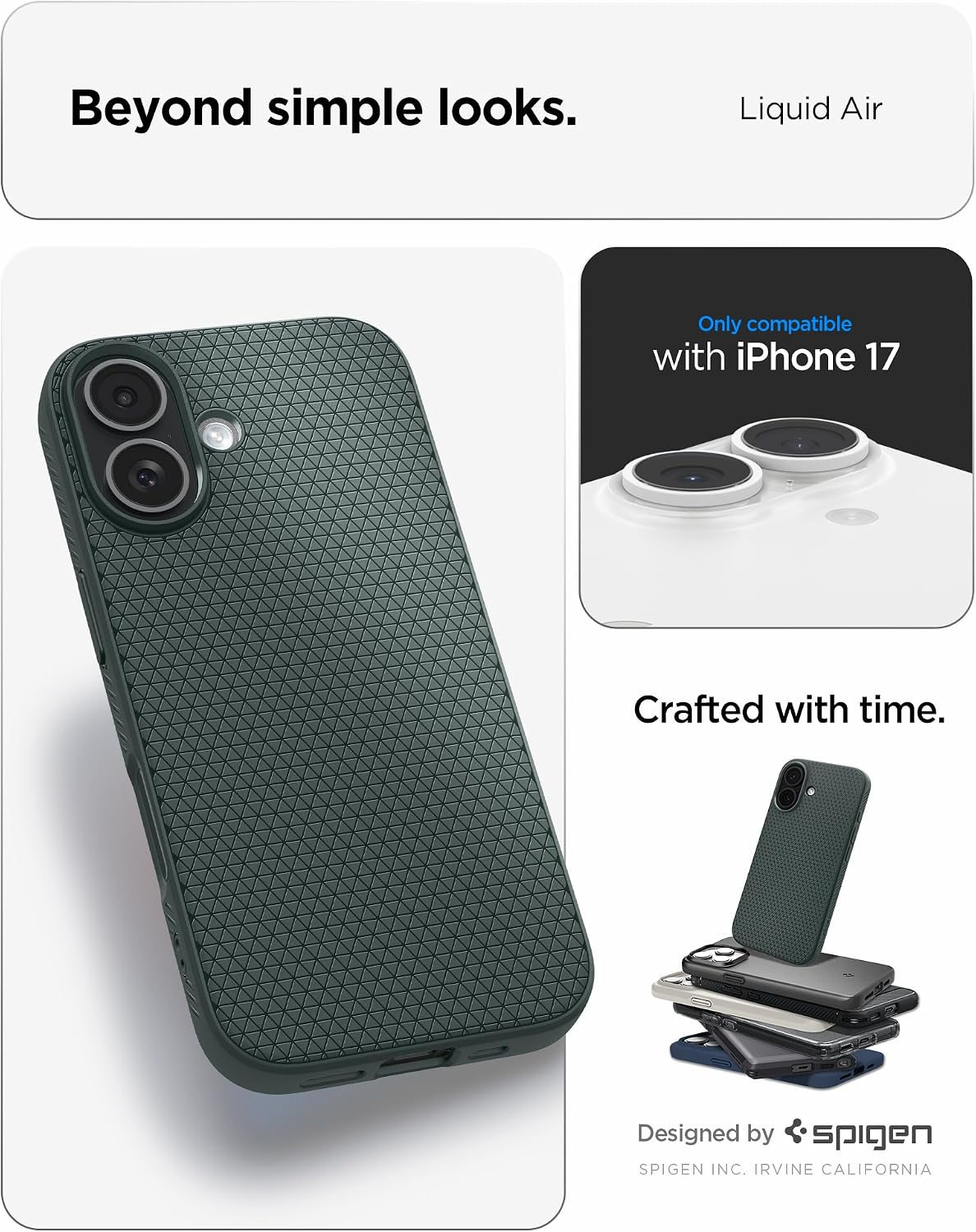 Detalle de Coque Spigen Liquid Air pour iPhone 17 (édition 2025, flexible) – vert