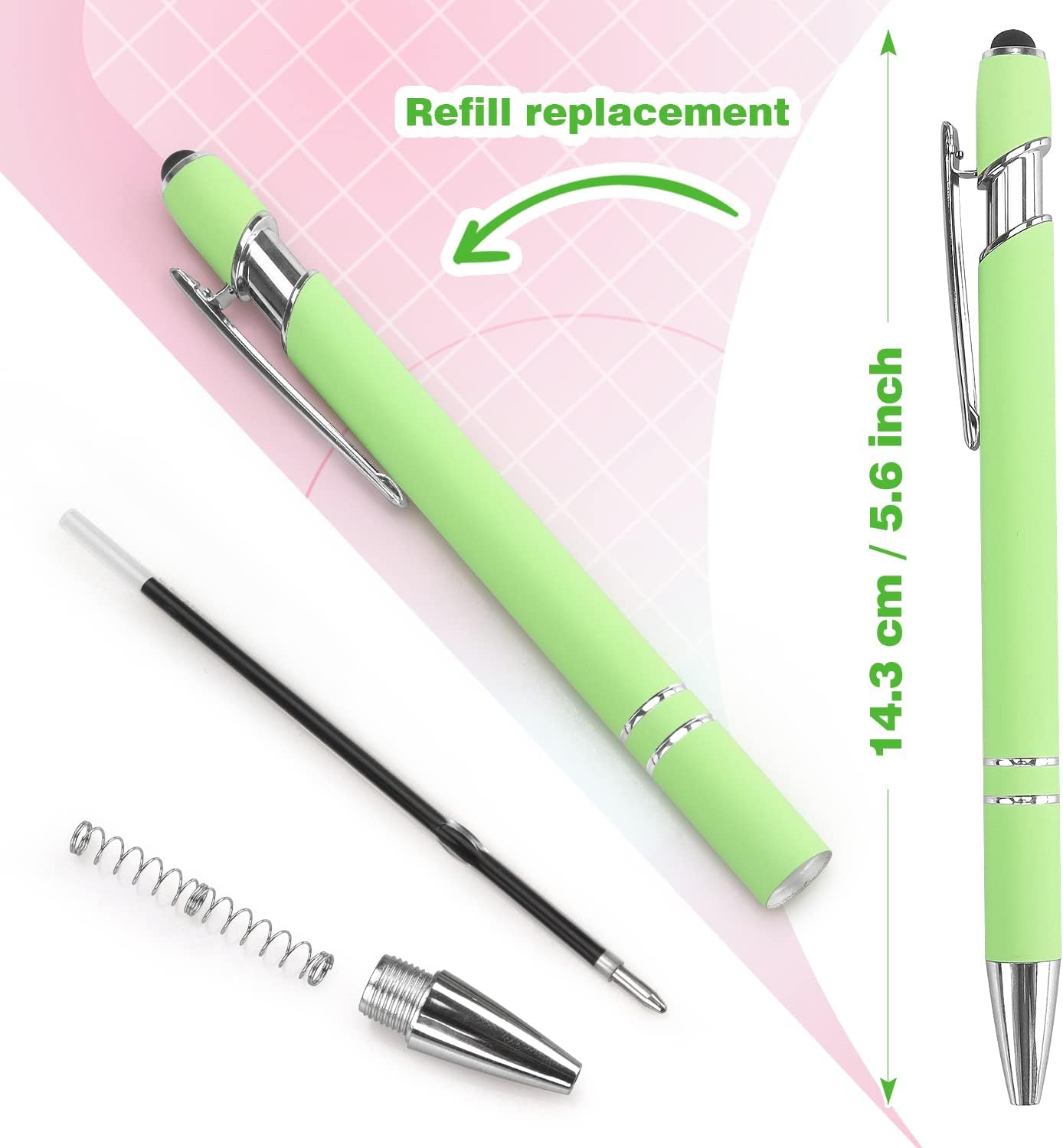 Detalle de Bribobo 8本パック 2イン1スタイラス付きボールペン 1.0mm黒インク・ツイスト式