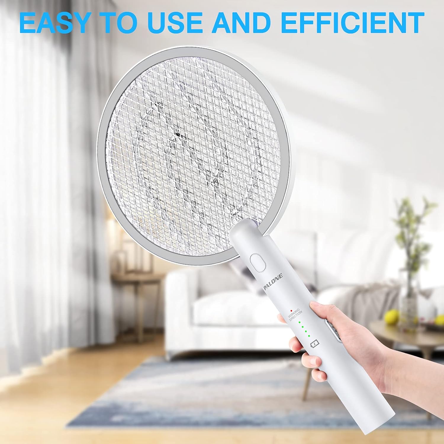 Thumbnail 6 de PALONE Electric Fly Swatter 4000V Bug Zapper – Rechargeable Handheld Racket (White ×2)