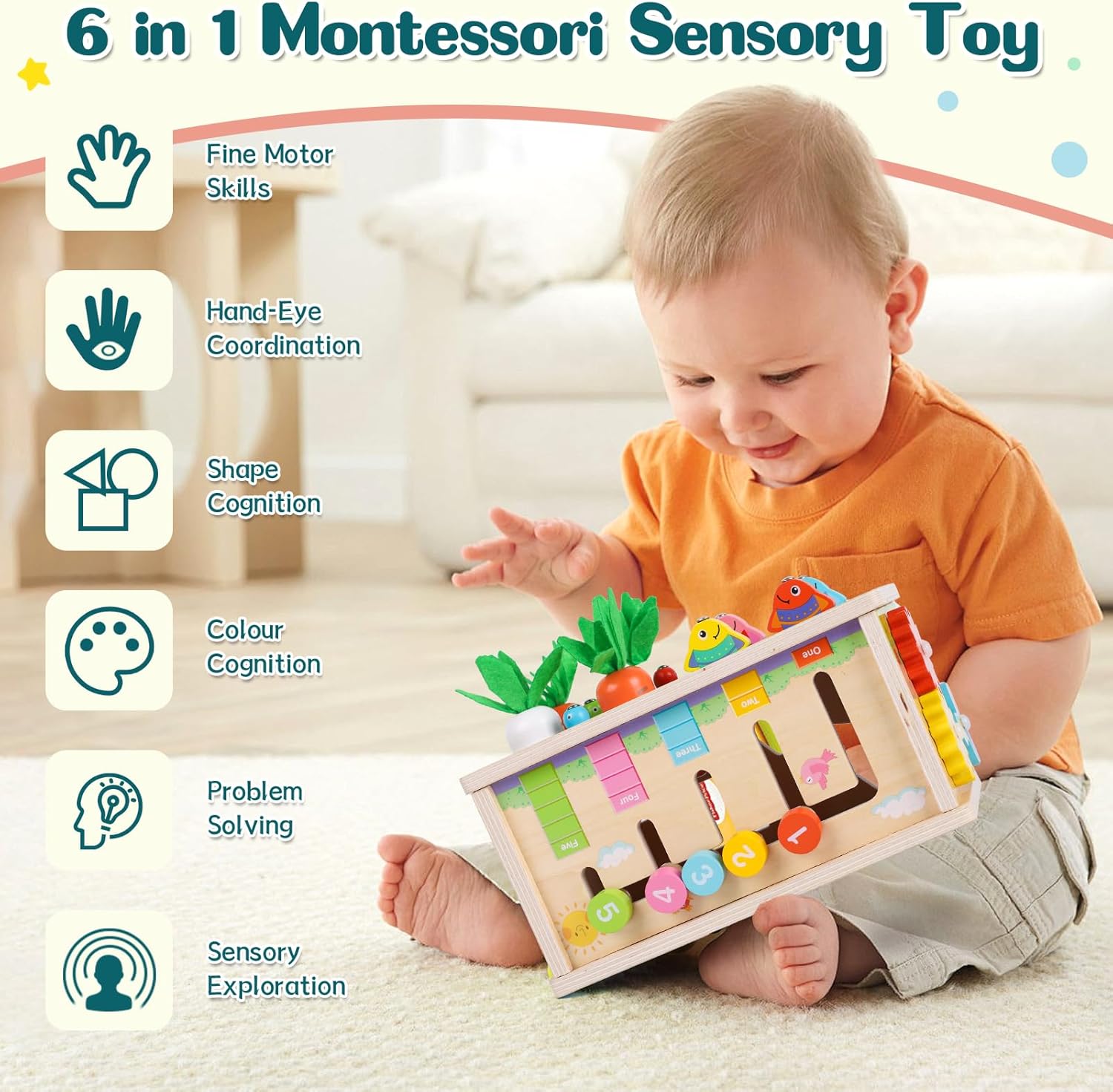 Detalle de Montessori Motorikspielzeug 6 in 1