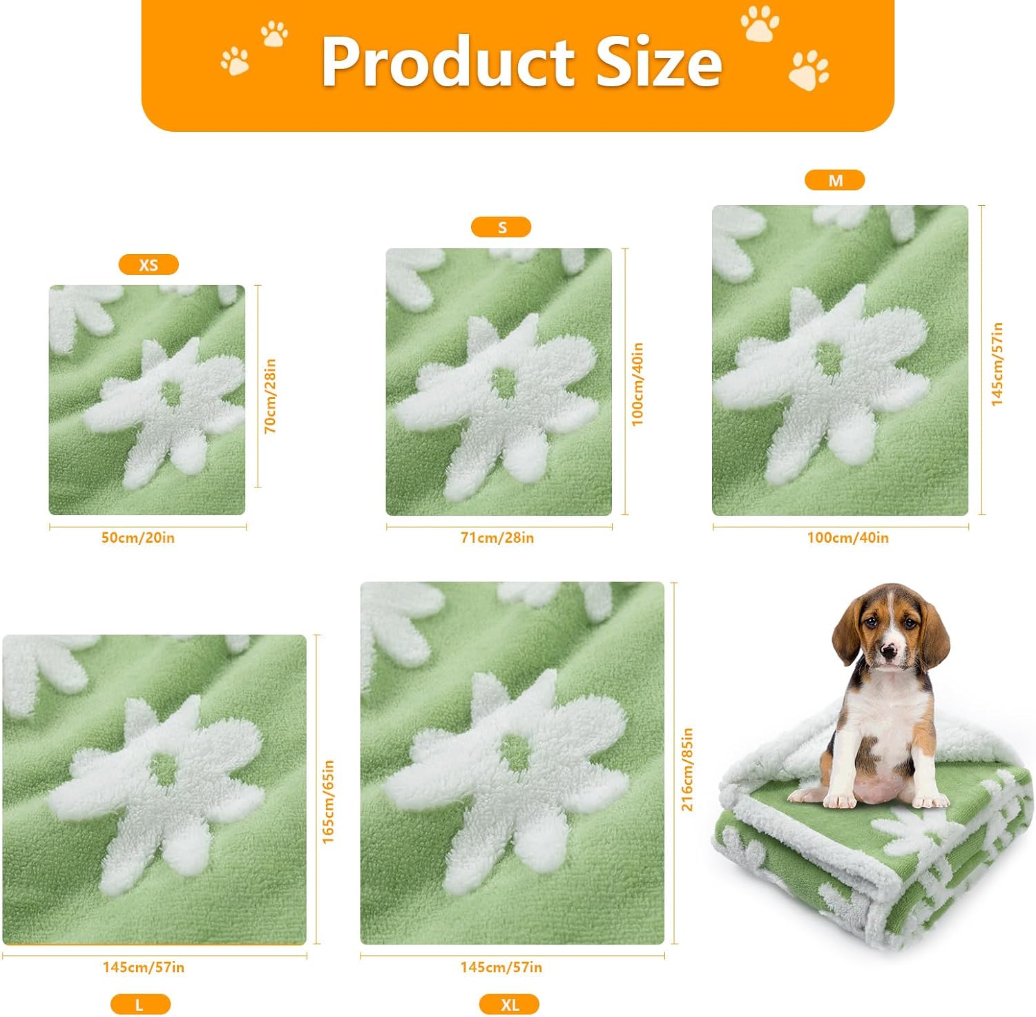 Thumbnail 3 de Waterproof Pet Blanket Green Stylish Jacquard Throw (Green Flower, XS) for dog beds, couches and washable mat covers