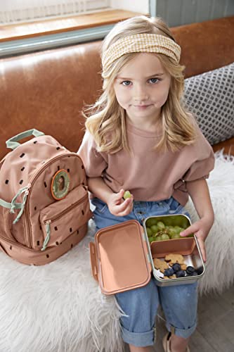 Detalle de LÄSSIG Fiambrera para niños de acero inoxidable – Happy prints light olive
