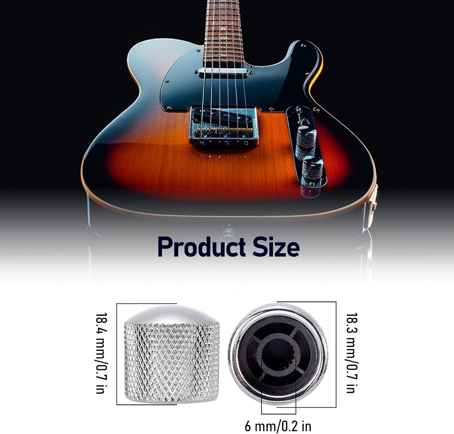 Thumbnail 1 de Pxyelec 4Pcs Premium Metal Silver Guitar Knobs for Volume & Tone — Easy Installation, Wide Compatibility