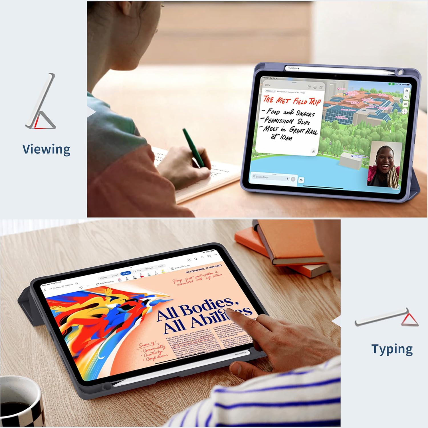 Thumbnail 6 de EasyAcc Hülle für iPad Air 11 Zoll (M4/M3/M2, 2026/2025/2024) & iPad Air 4/5 mit Stifthalter – Hell Lila