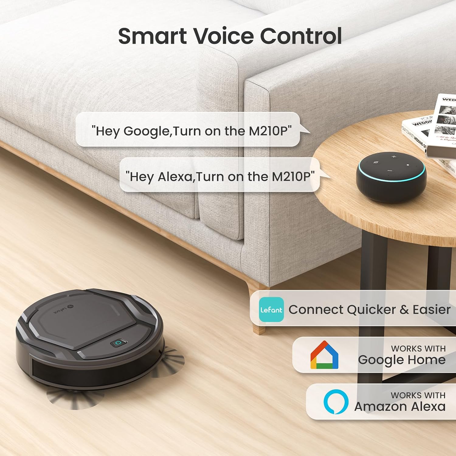 Thumbnail 6 de Lefant M210P robot vacuum cleaner with Alexa voice control, slim 7.8cm design for pets
