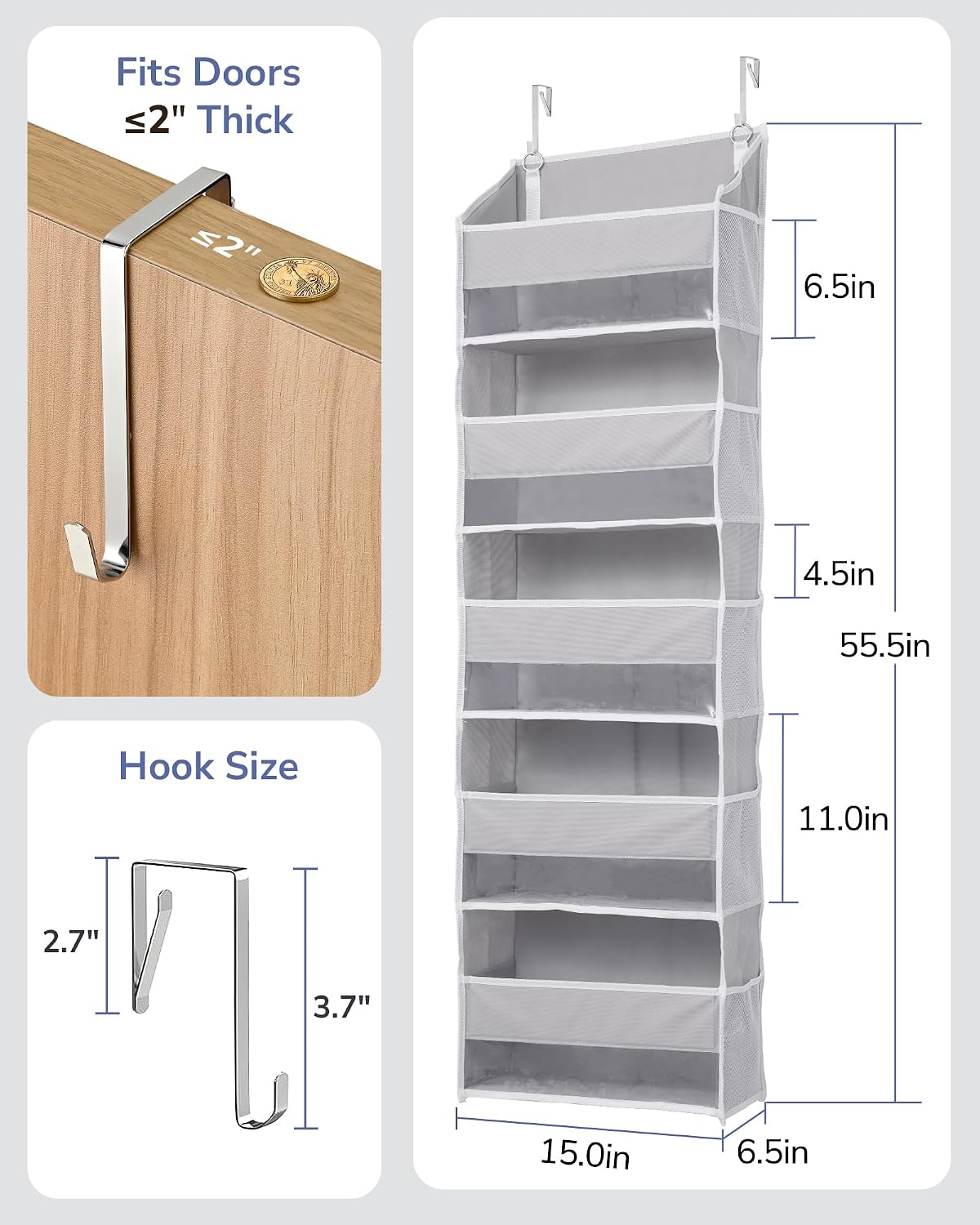 Thumbnail 4 de ULG Over Door Organizer 5 Large Pockets 44 lb