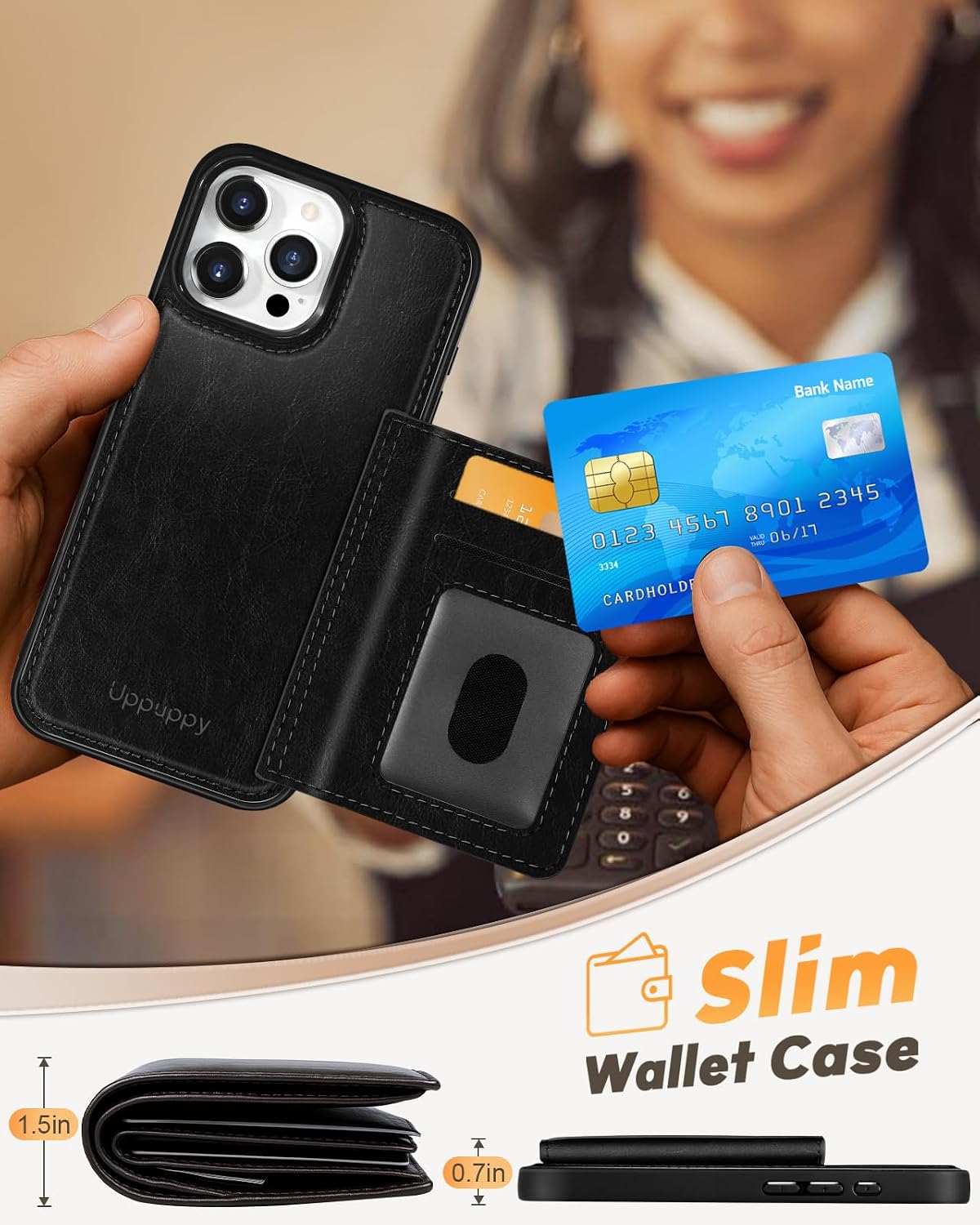 Detalle 2 de Uppuppy Wallet Case for iPhone 16 Pro