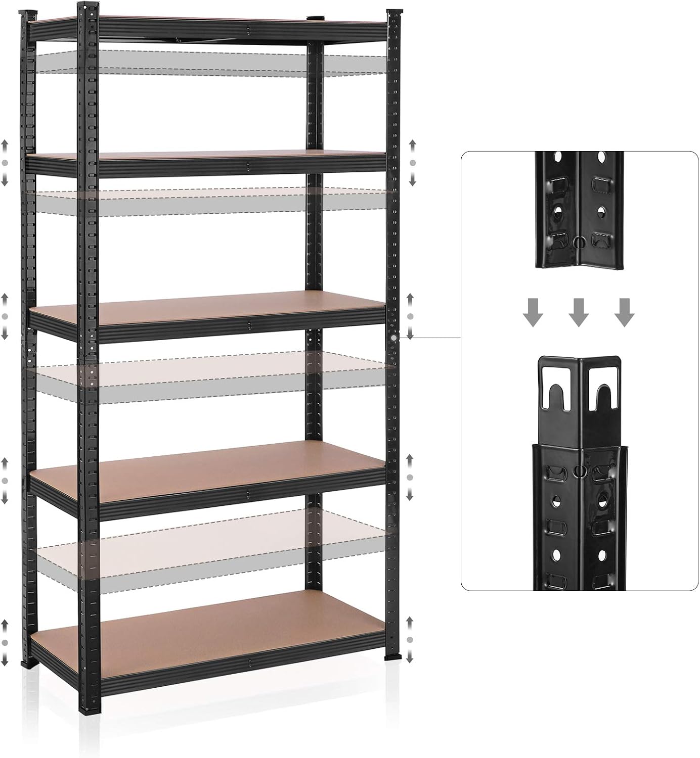 Detalle de SONGMICS Schwerlastregal GLR040B01 – 40 x 90 x 180 cm, bis 875 kg, mit Kippschutz