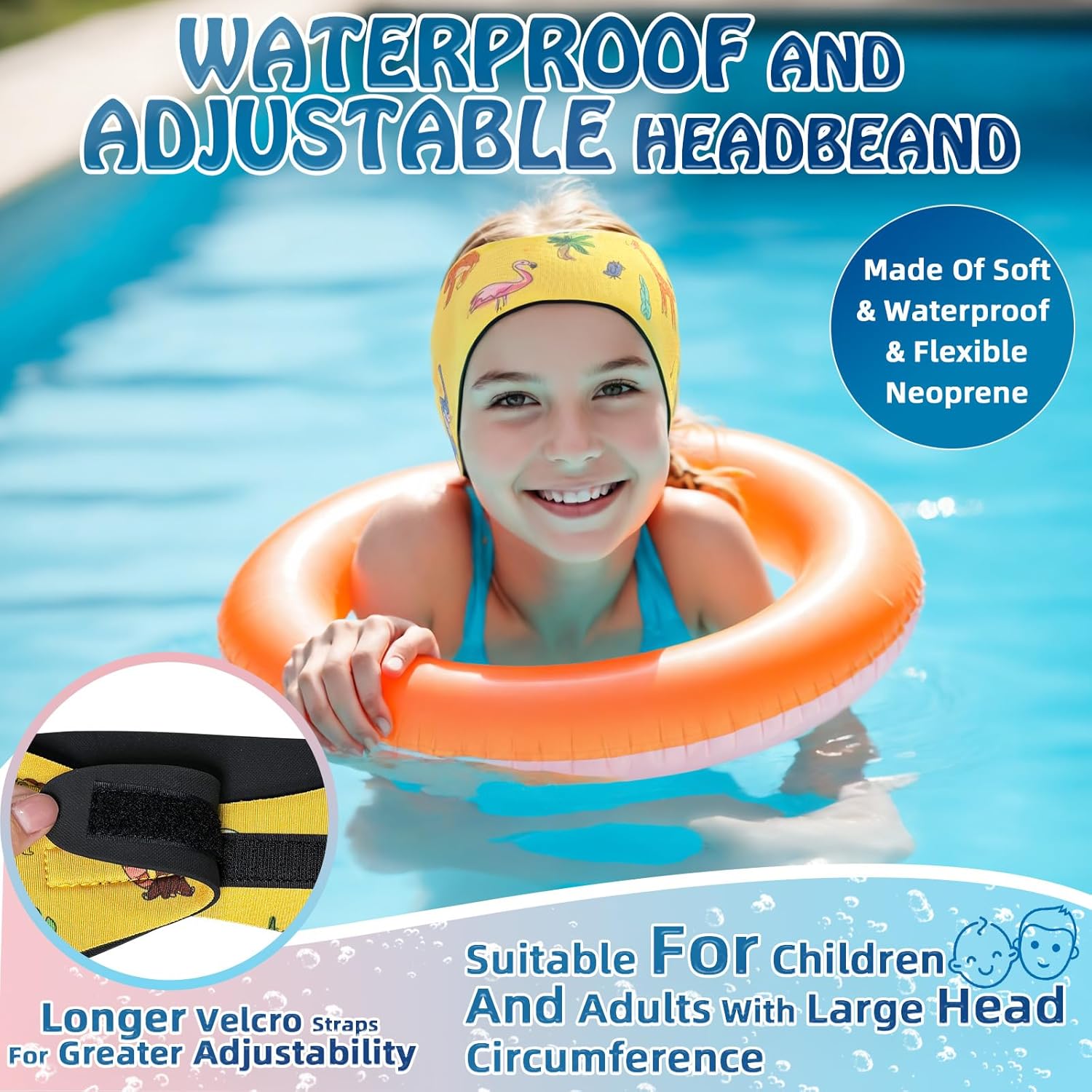 Thumbnail 2 de Swimming Headband for Kids by YUHENGLE – 2 Pairs Waterproof Ear Plugs & Adjustable Swim Band