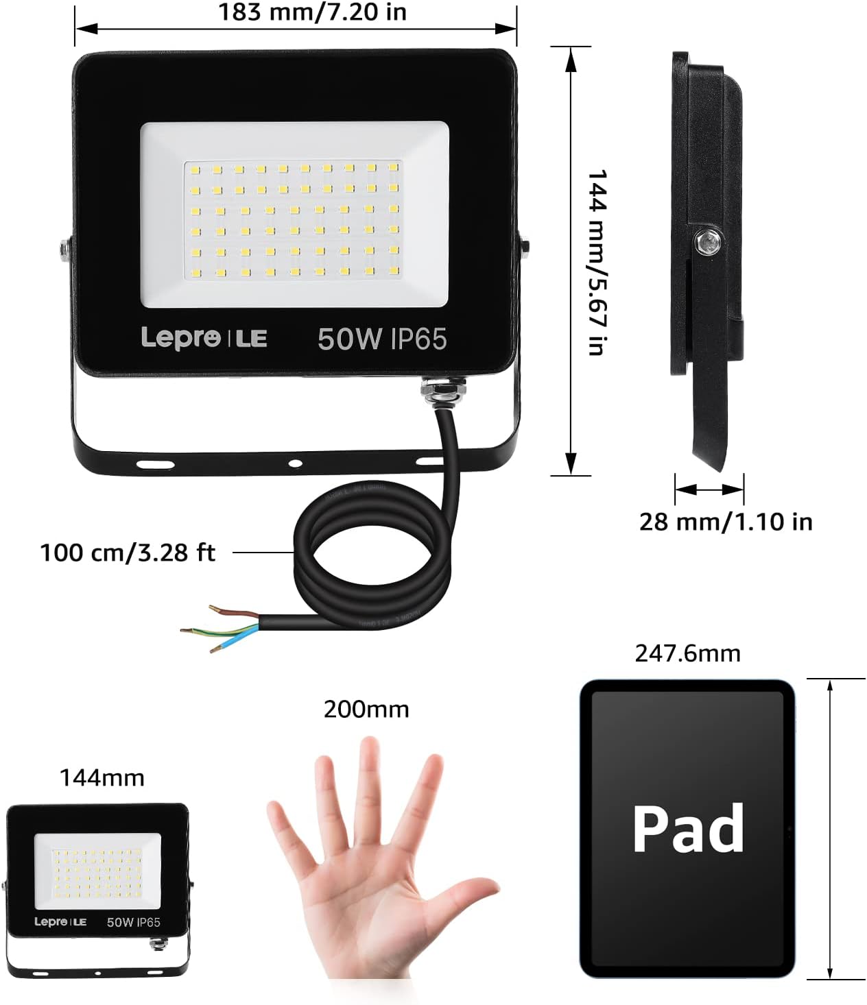 Thumbnail 5 de Lepro Projecteur LED Extérieur 50W 4250LM