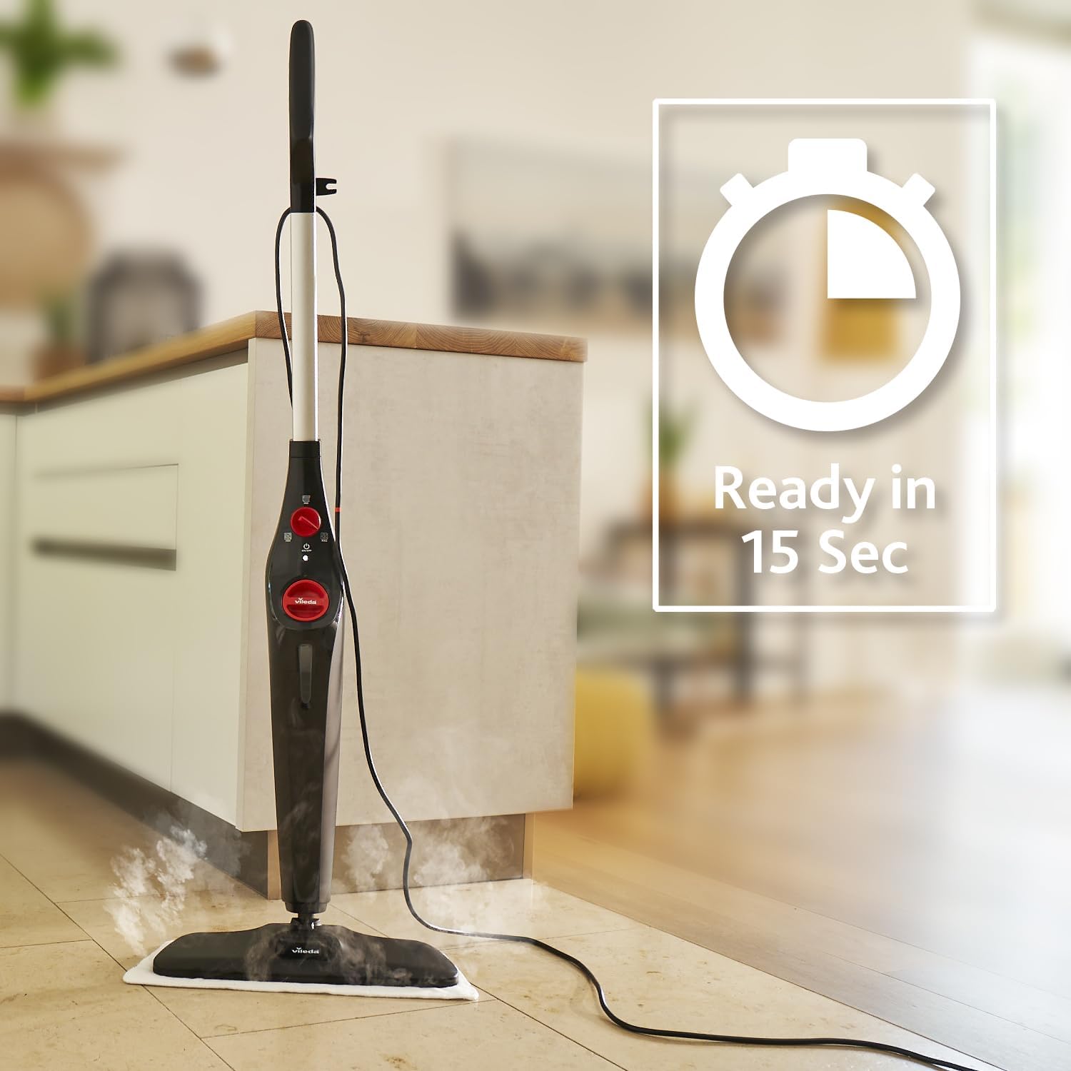 Detalle 2 de Vileda Steam Plus XXL Dampfreiniger – hygienische Bodenreinigung ohneChemie für große Flächen