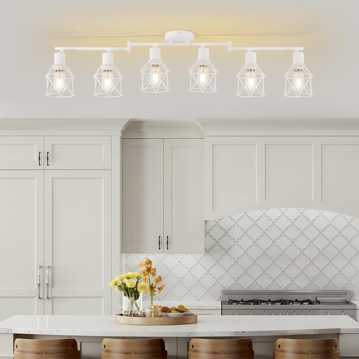 Detalle de WILON Track Lighting Fixtures: 6-Light Flush Mount Ceiling Spotlight Kit