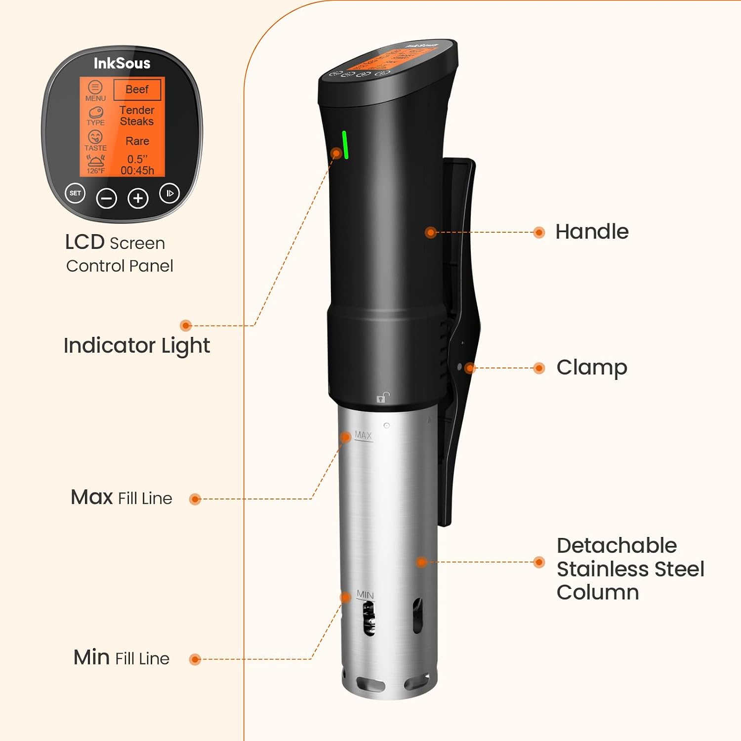 Thumbnail 5 de InkSous ISSV-200-W 1000W Wi-Fi Sous Vide Cooker