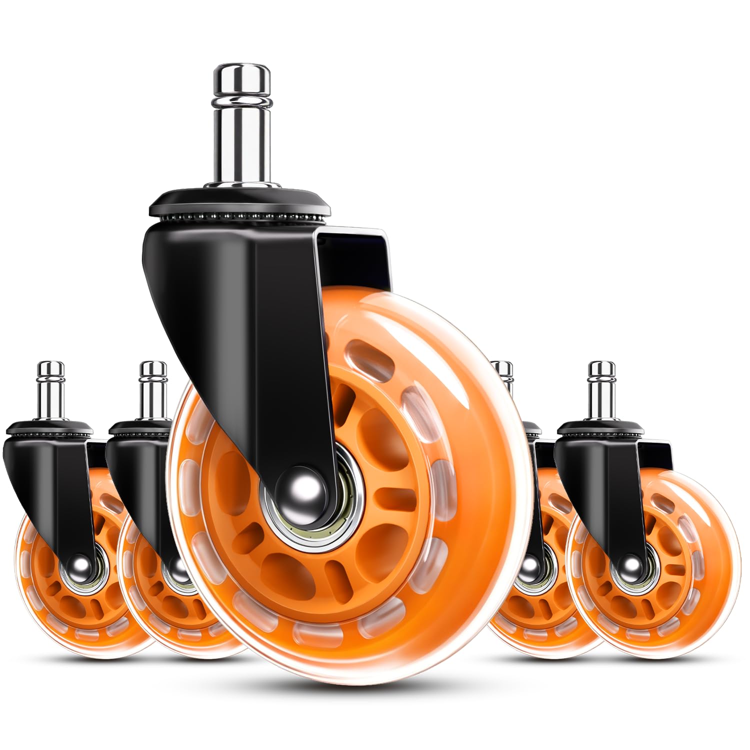 Detalle de RidRed OCW-001-Orange 3-Inch Replacement Chair Casters, 5-Pack