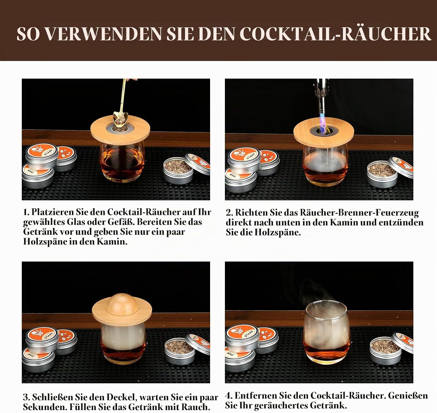 Thumbnail 5 de TMEOIIPY Cocktail Smoker Kit 4 Holzchips