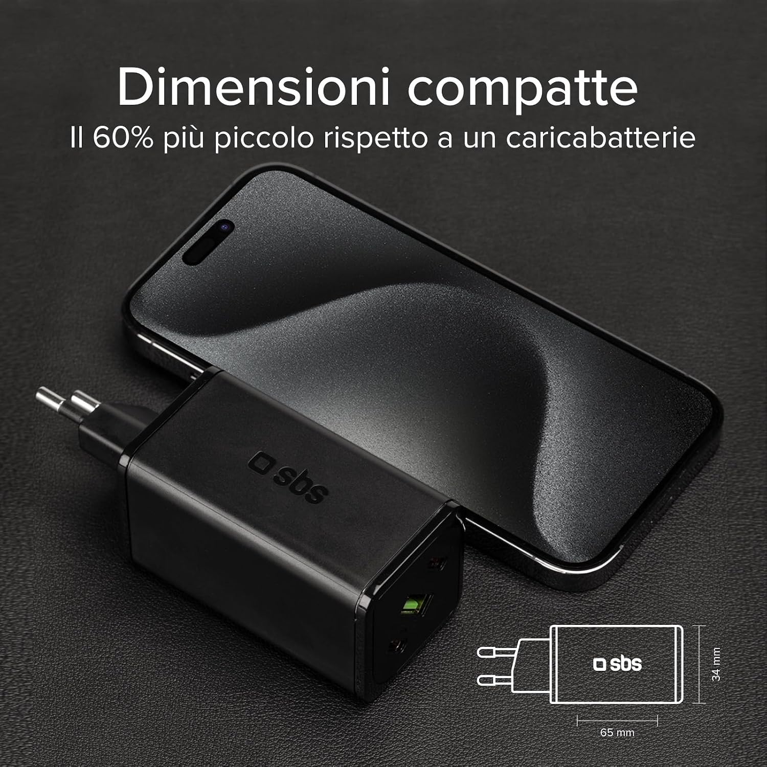 Detalle 1 de SBS Alimentatore Slim USB-C 65W GaN