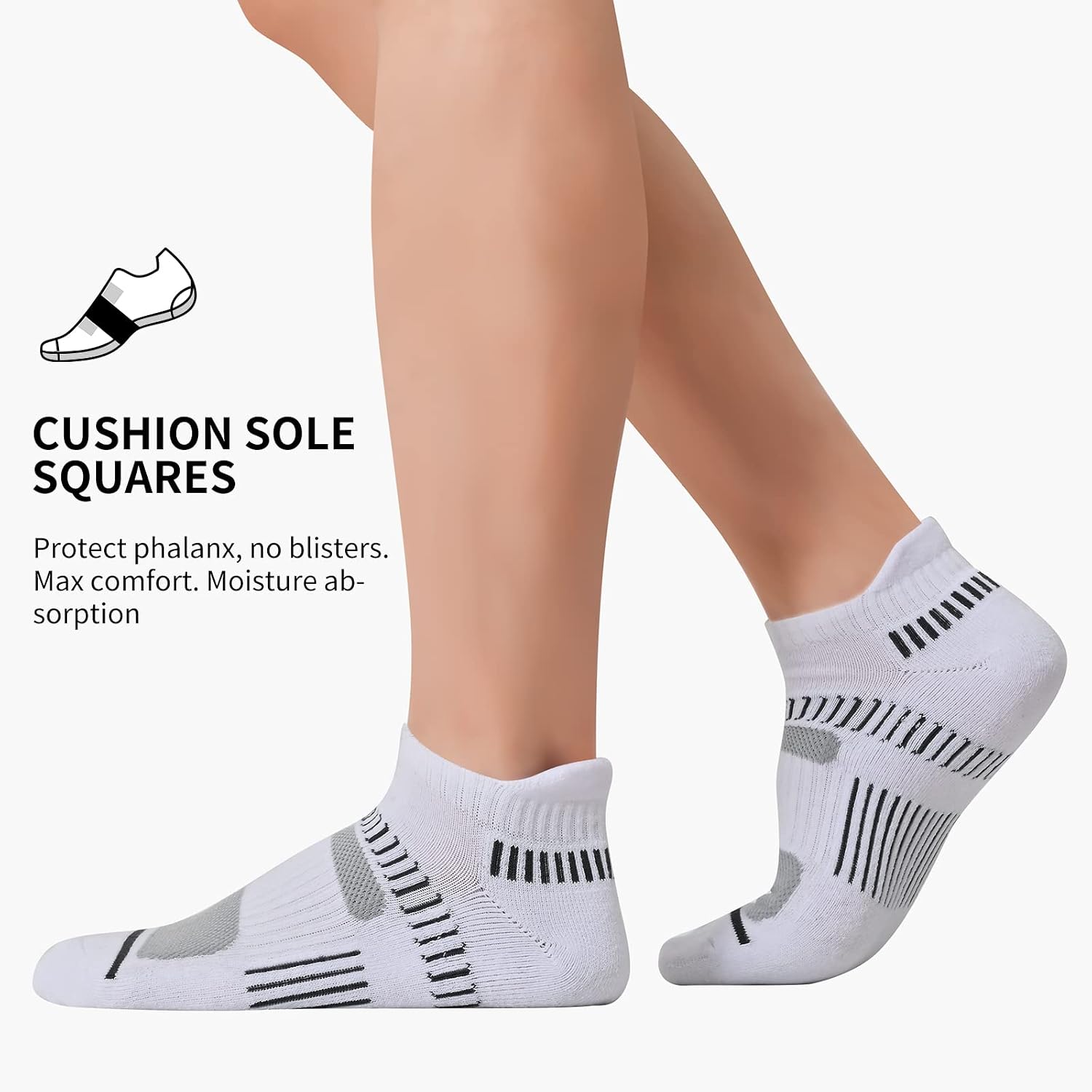 Detalle de COOPLUS Men's Ankle Socks: Cushioned, Breathable, Arch-Support Low Cut (6 Pairs)