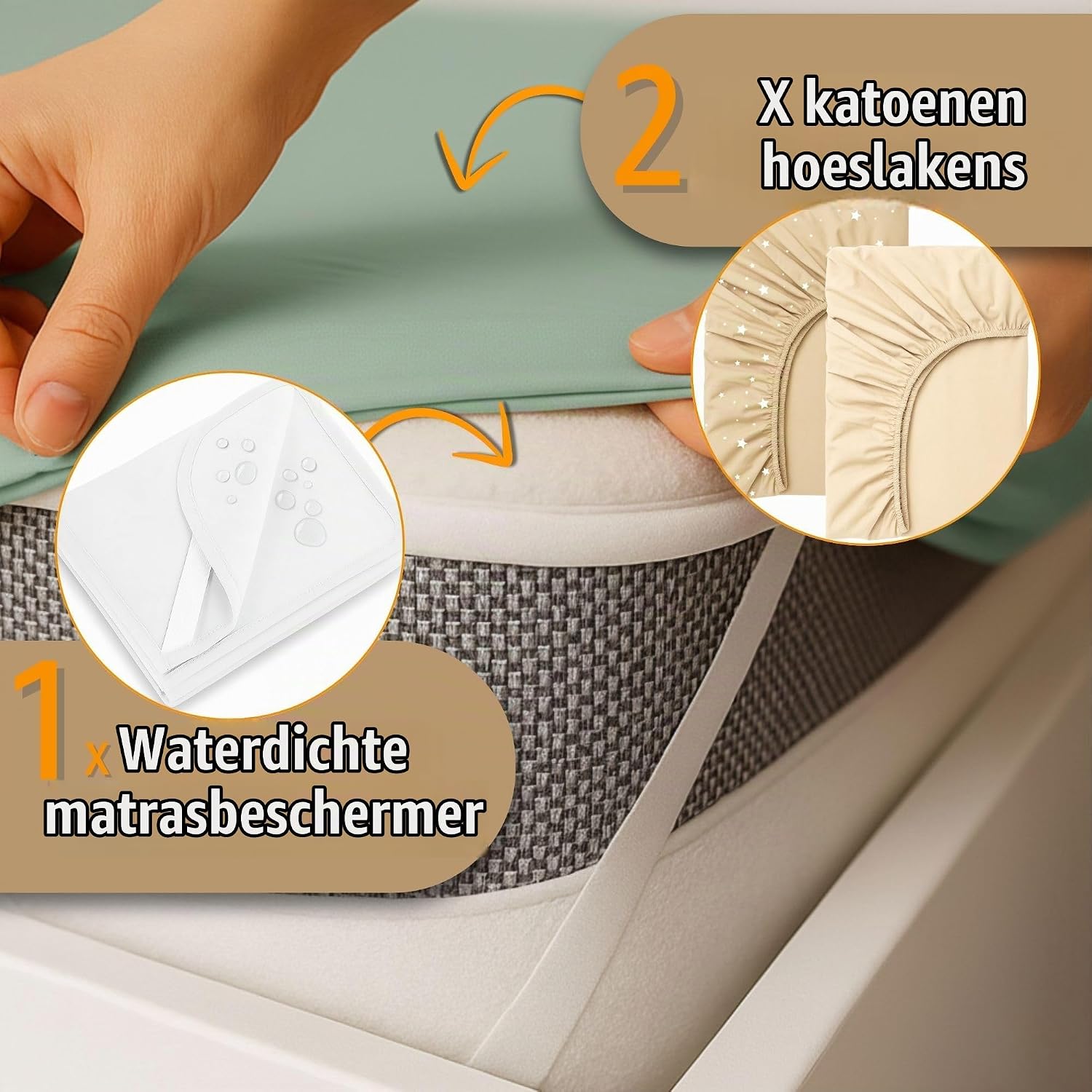 Detalle de Totsy Baby PDZ804_MULTI_90X55 hoeslakenset 55x90 cm met waterdichte matrasbeschermer