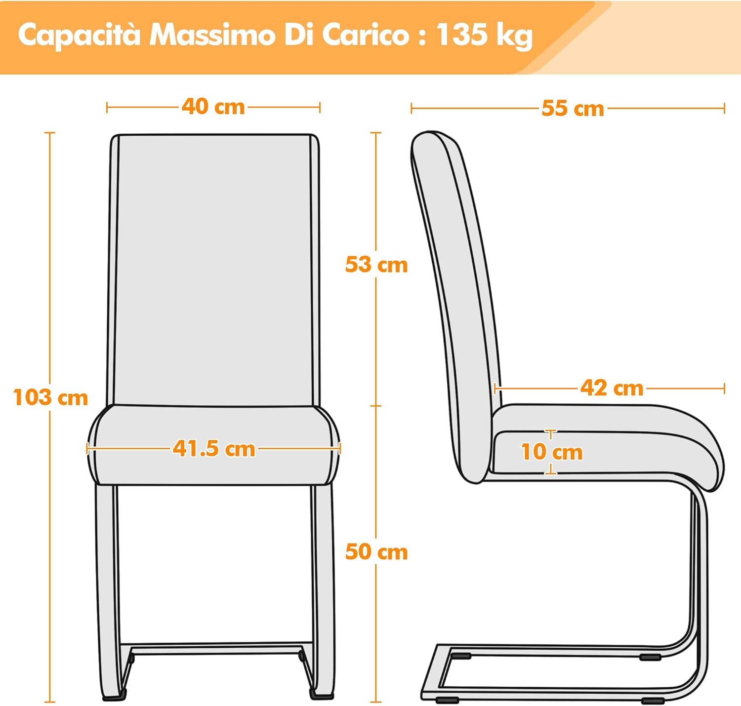 Thumbnail 2 de Yaheetech Set 2 sedie sala da pranzo imbottite 10 cm con schienale alto e gambe a U, grigio scuro