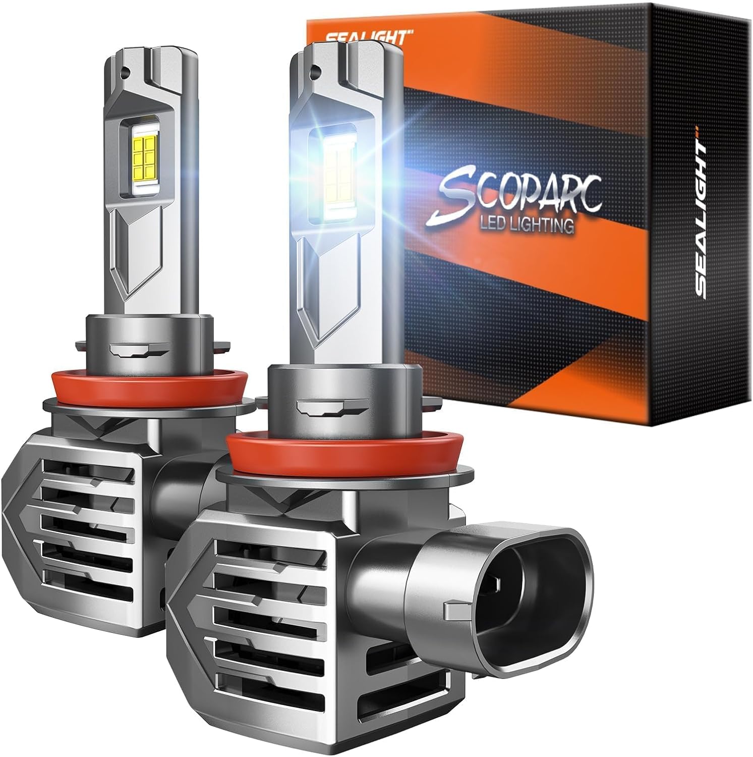 Detalle de SEALIGHT S7S H9/H8/H11 Fog Lamps (2-Pack) — 6500K Cool White, IP68, Plug-and-Play