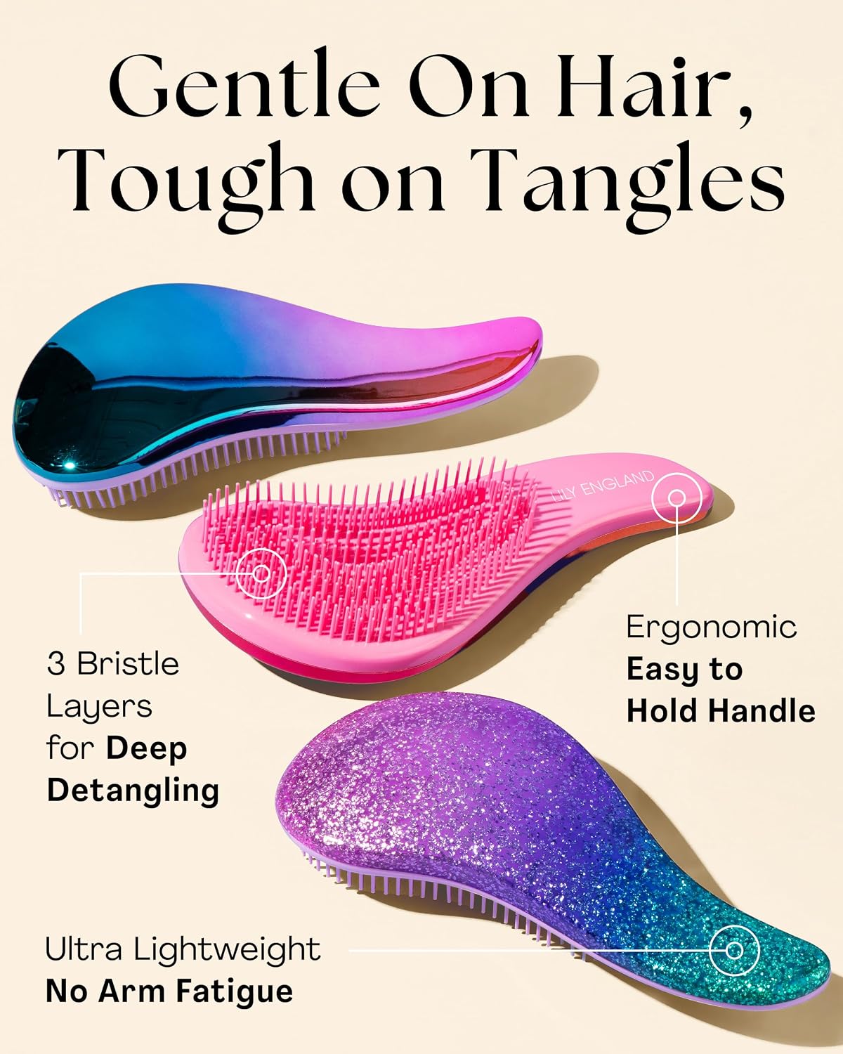 Detalle 2 de Lily England Detangling Brush and Comb Set