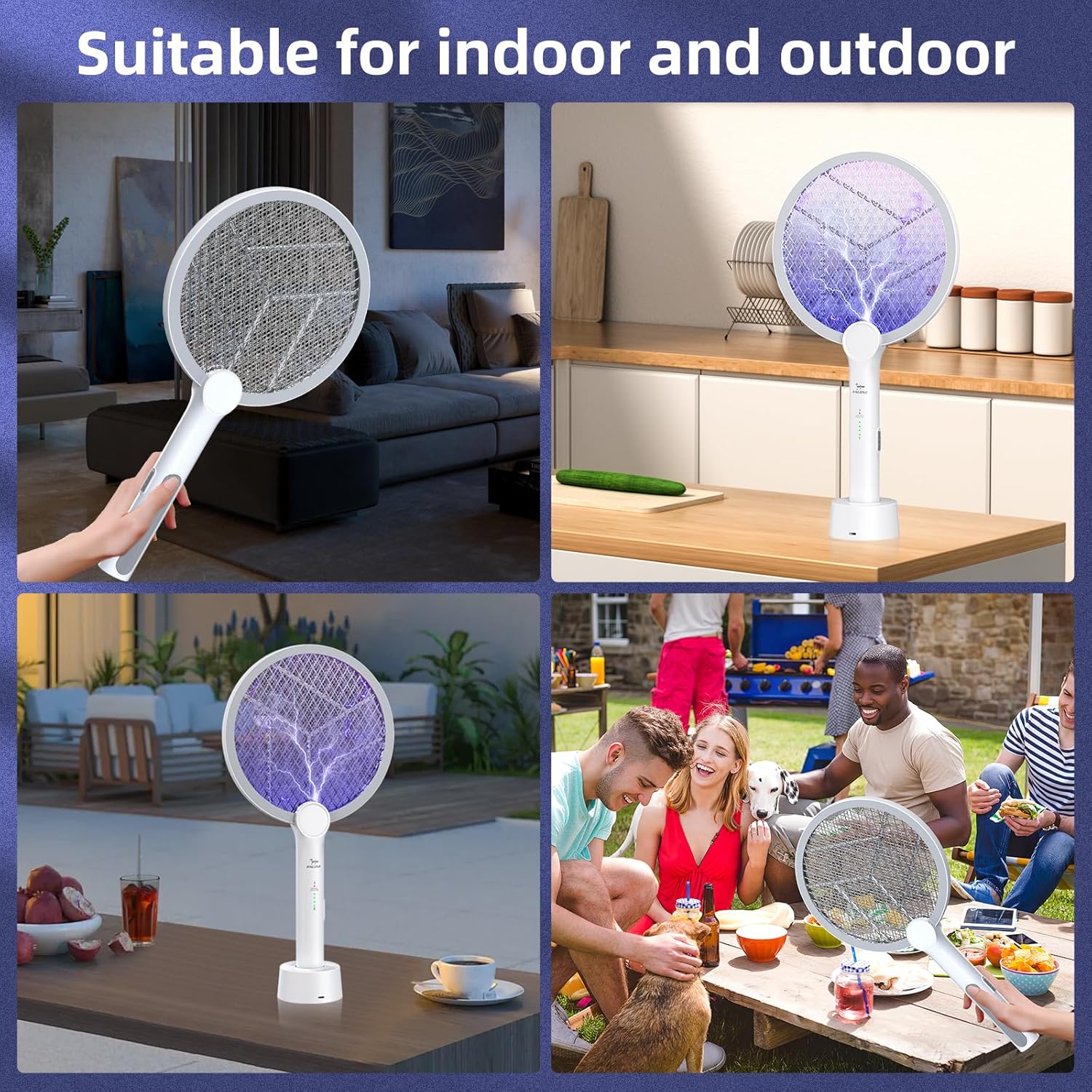 Detalle 2 de PALONE 4000V Electric Fly Swatter Bug Zapper Racket (2-in-1, USB-C rechargeable)