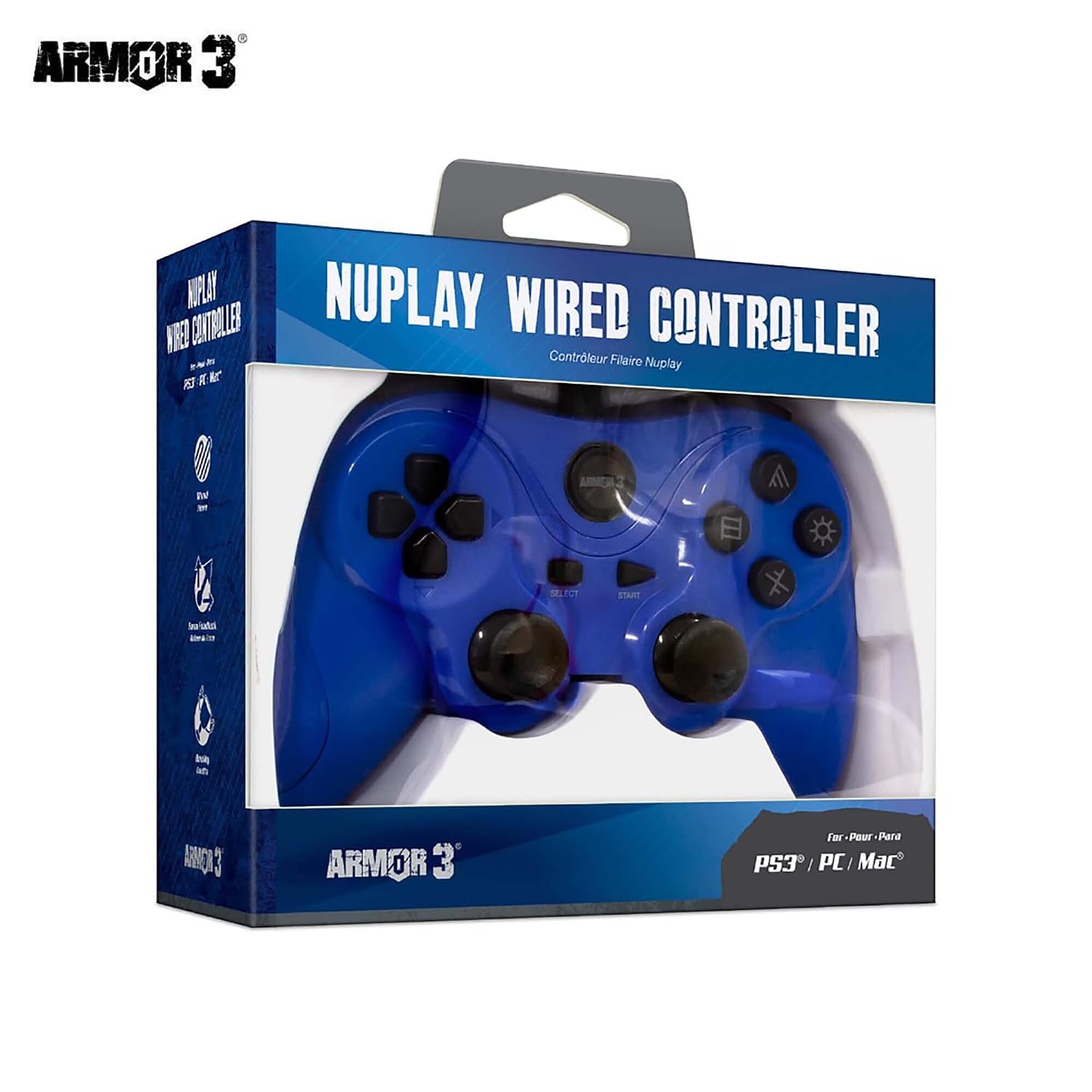 Detalle de Armor3 Nuplay Wired Game Controller for PS3 (Blue)
