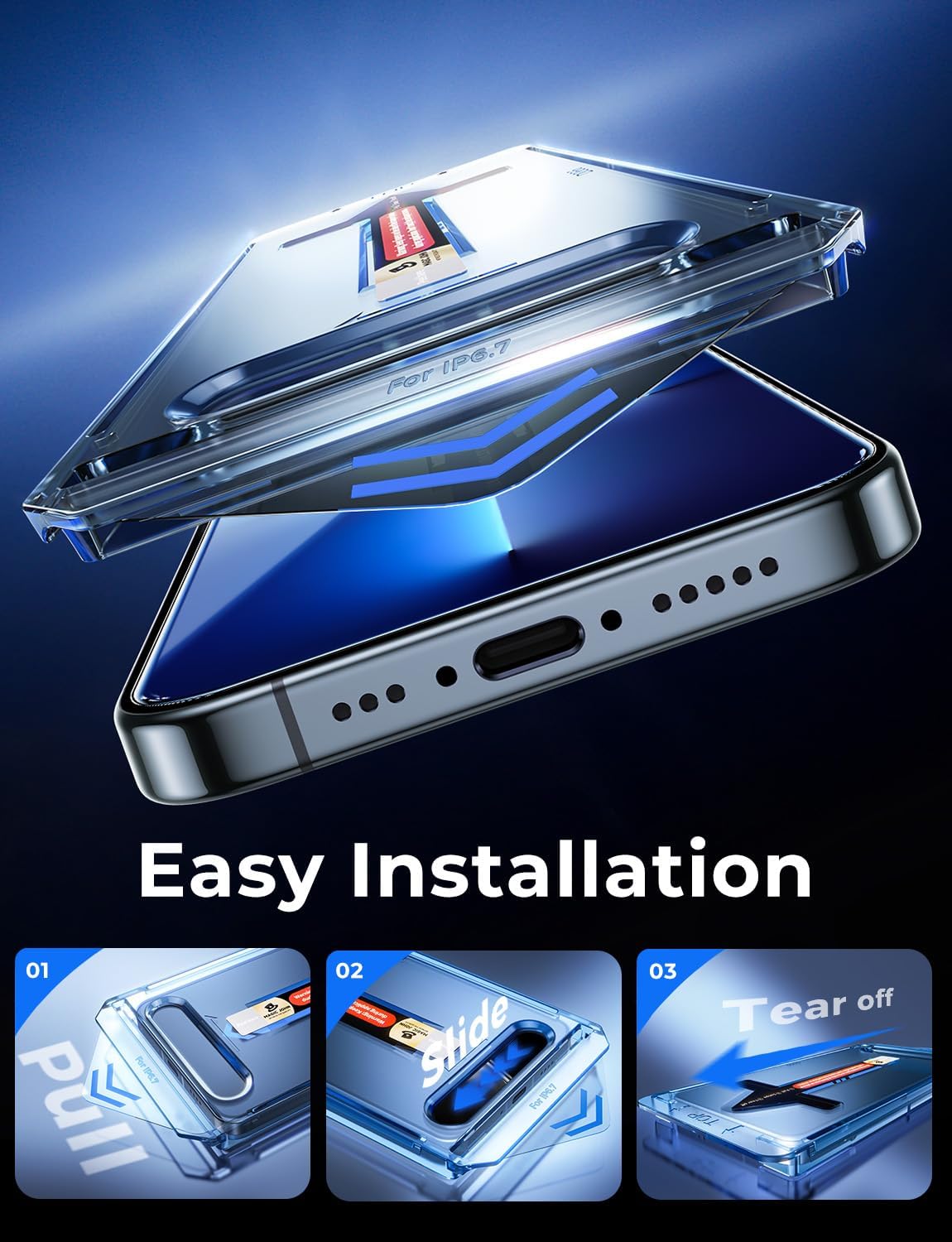Detalle 1 de Magic John 2 Pack Tempered Glass Screen Protector for iPhone 13 Pro Max / 14 Plus