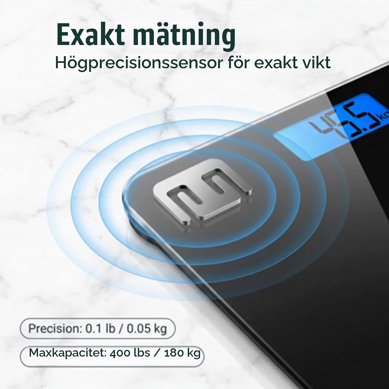 Detalle de HomeFashion HFitness 903-B digital badrumsvåg, 180 kg och bakgrundsbelyst LCD
