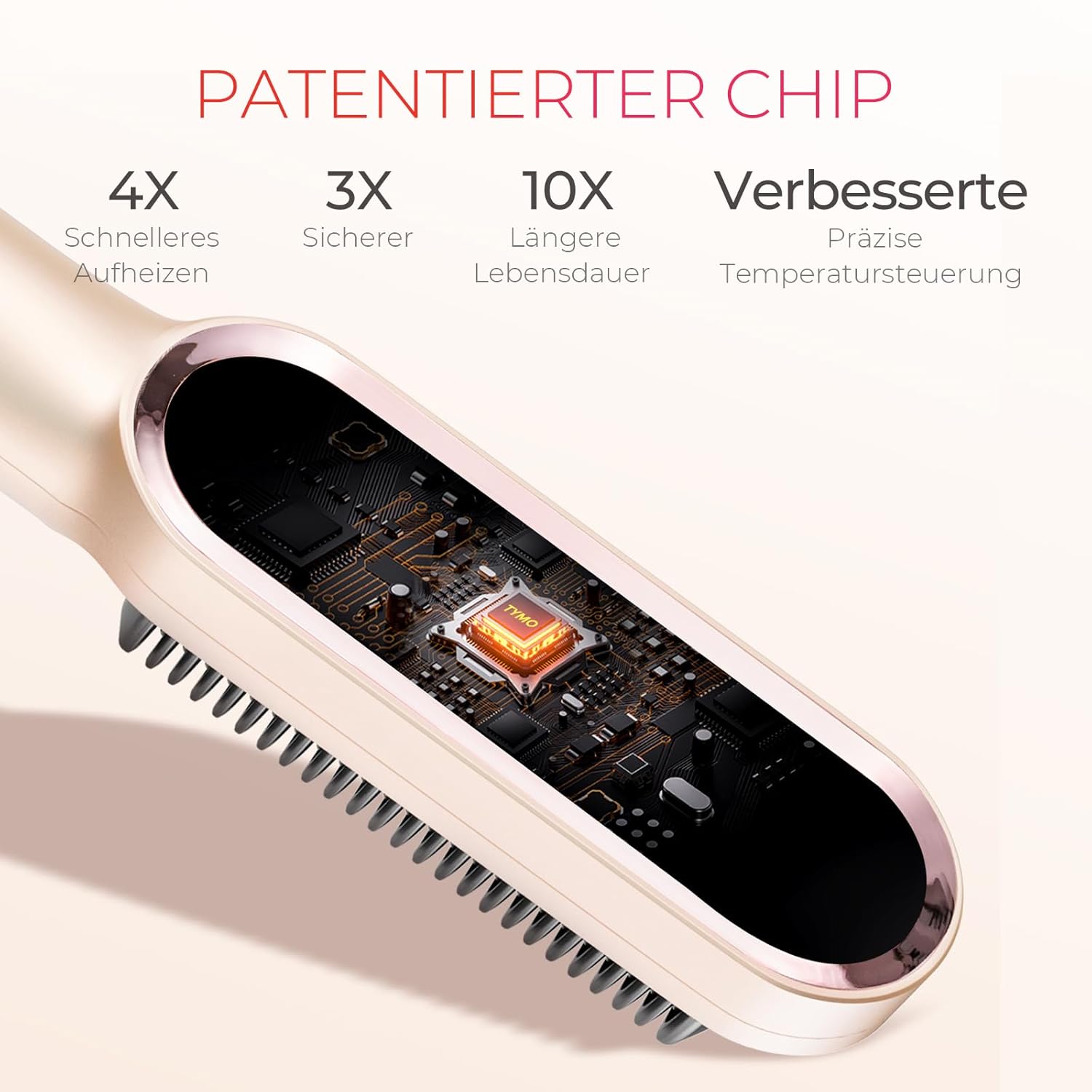 Thumbnail 5 de TYMO RING Glättbürste 2-in-1 mit Keramik Glätteisen und Haarbürste, Pfirsich