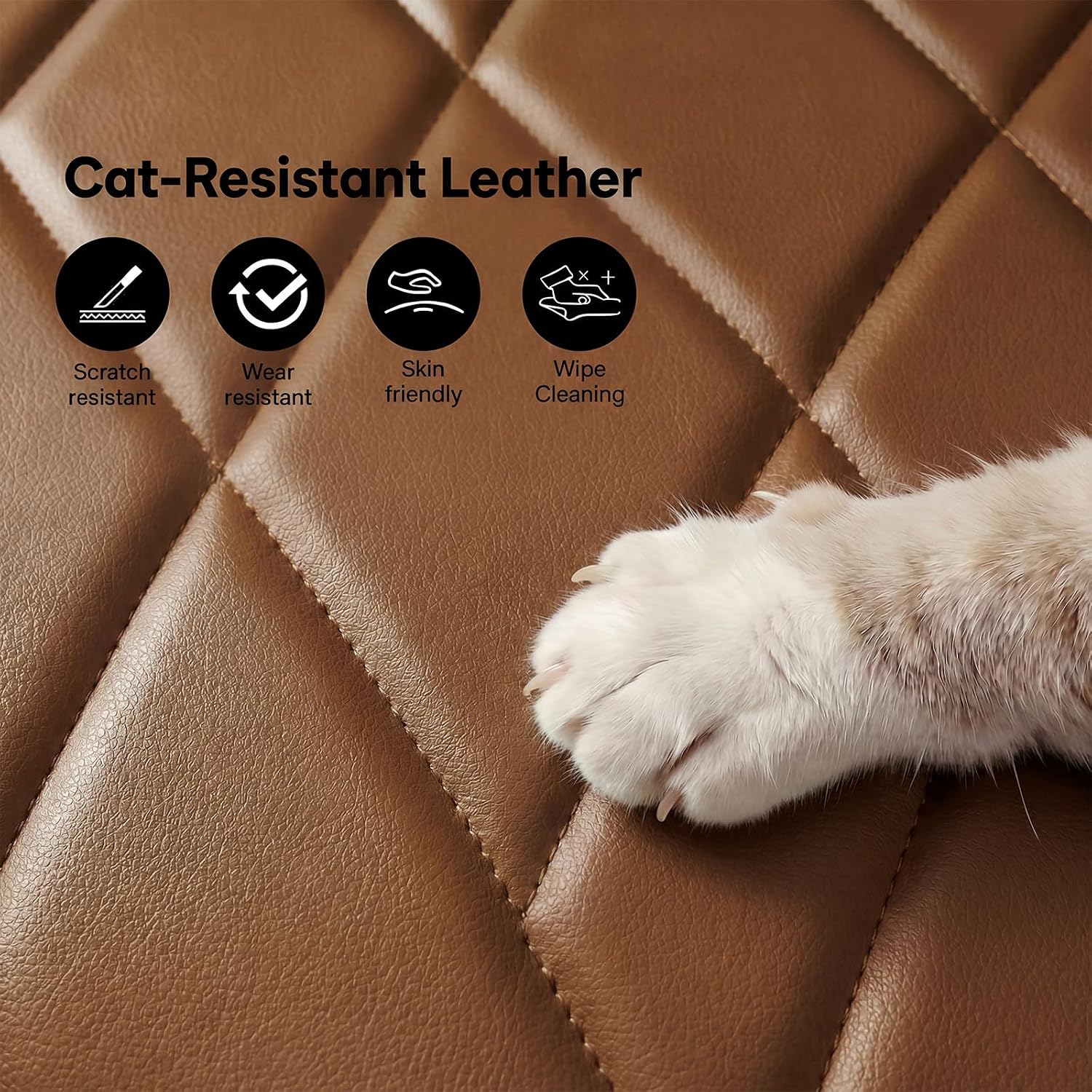 Detalle 2 de Armless Desk Chair, Brown Leather