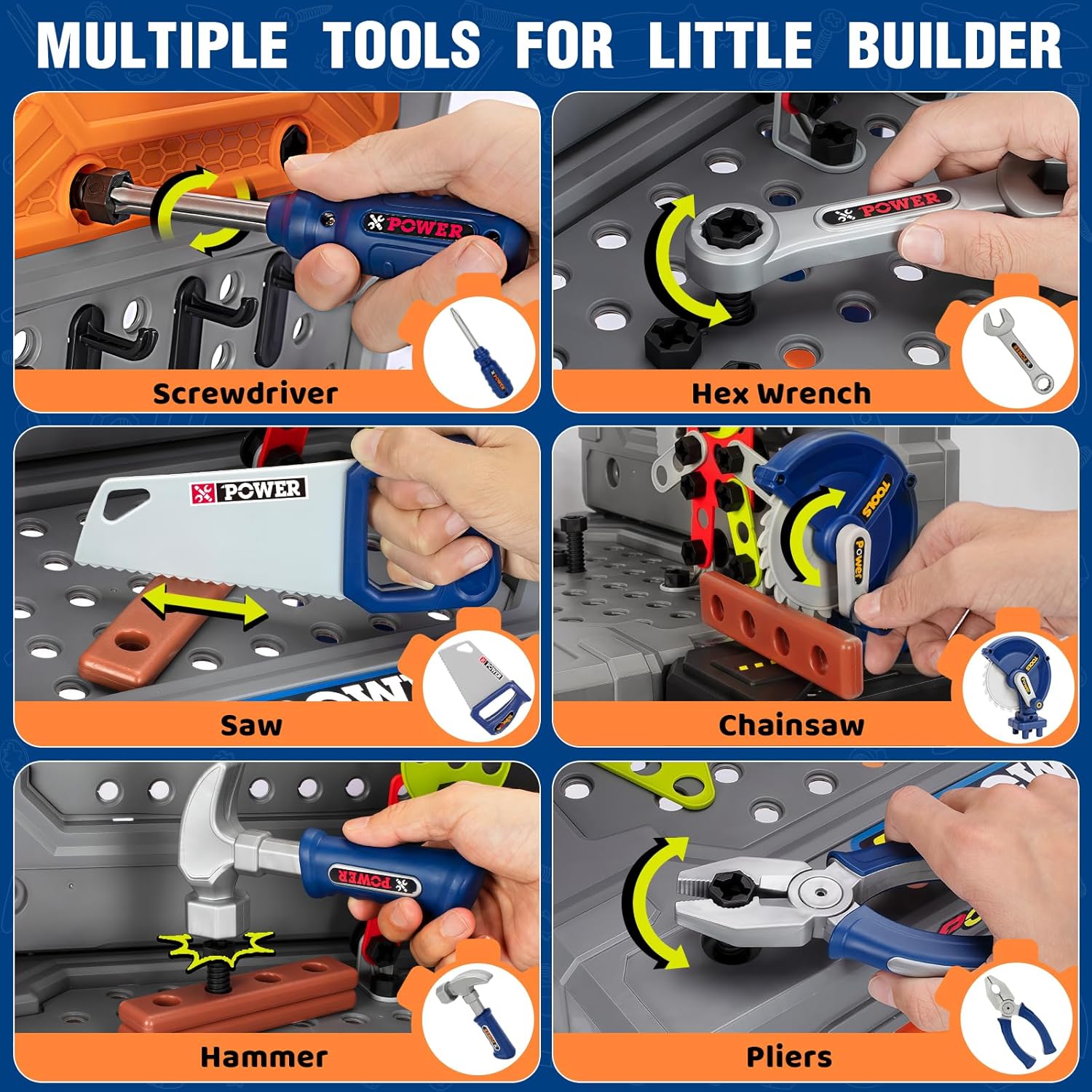 Thumbnail 2 de TooyBing Kids Tool Bench Set with Electric Drill & Realistic Tools (132-Piece) for Ages 3–5