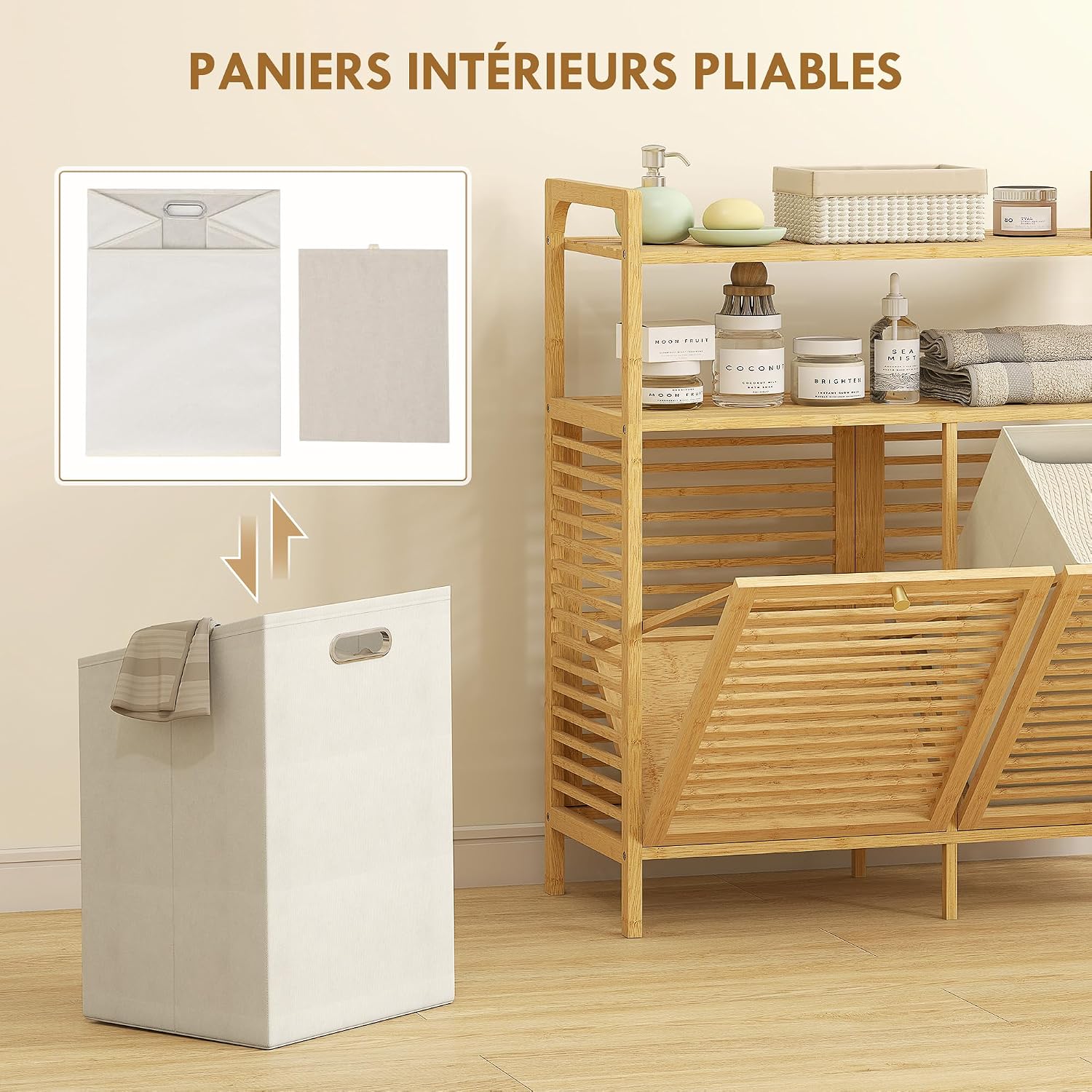 Thumbnail 4 de HOMCOM Meuble Salle de Bain Panier Linge