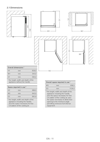 Detalle de Bauknecht K55V1 112W1 Freistehender Külschrank mit Gefrierfach – 114 L Gesamtvolumen