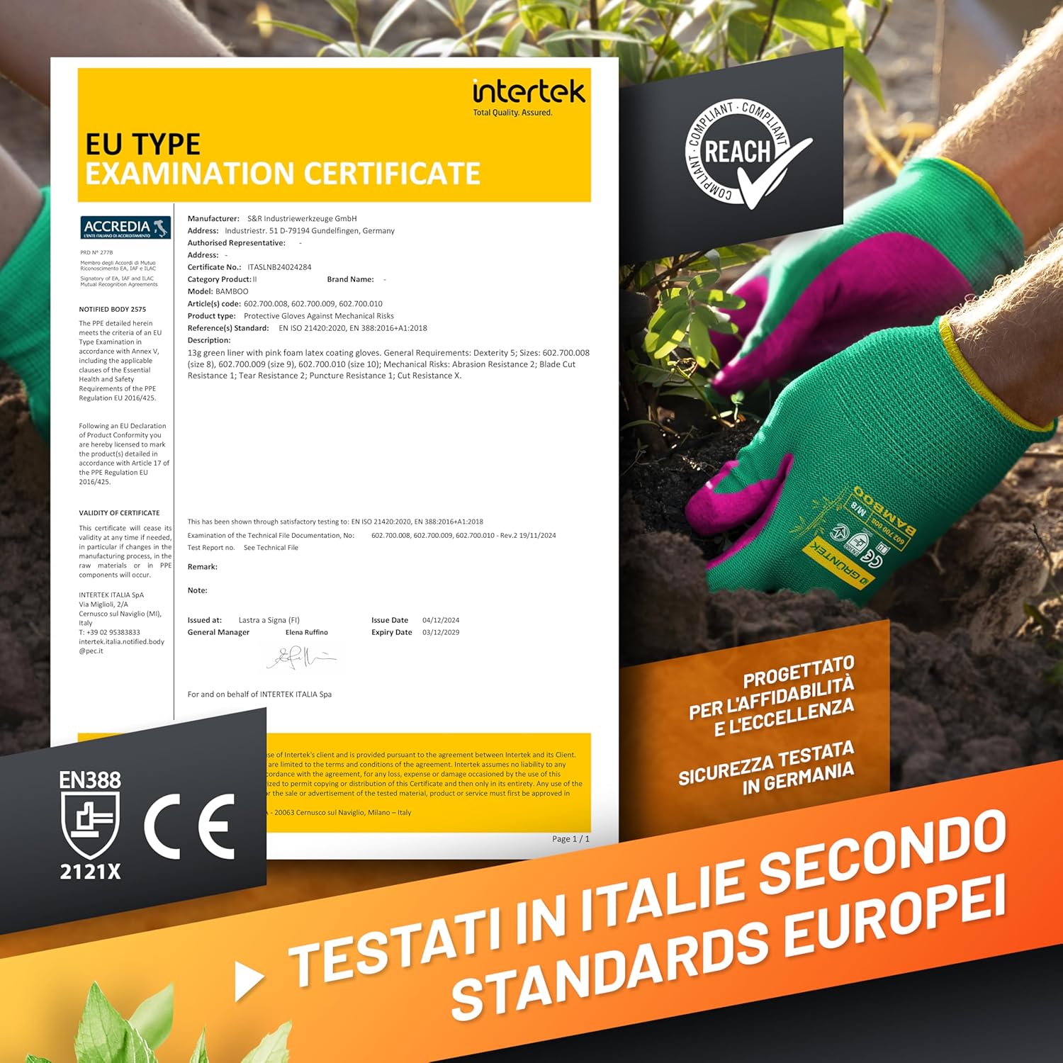 Thumbnail 4 de GRÜNTEK Guanti da Lavoro e Giardinaggio L/9 in bambù e lattice – 2 Paia, comodi e protettivi