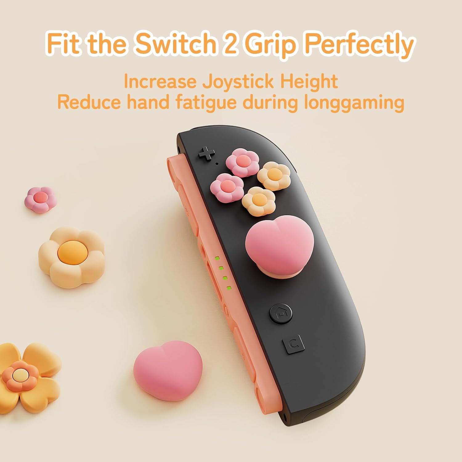 Thumbnail 1 de GeekShare Cross D-Pad Button Caps Thumb Grip Caps Set for Switch 2 (2025) – Heart and Flower