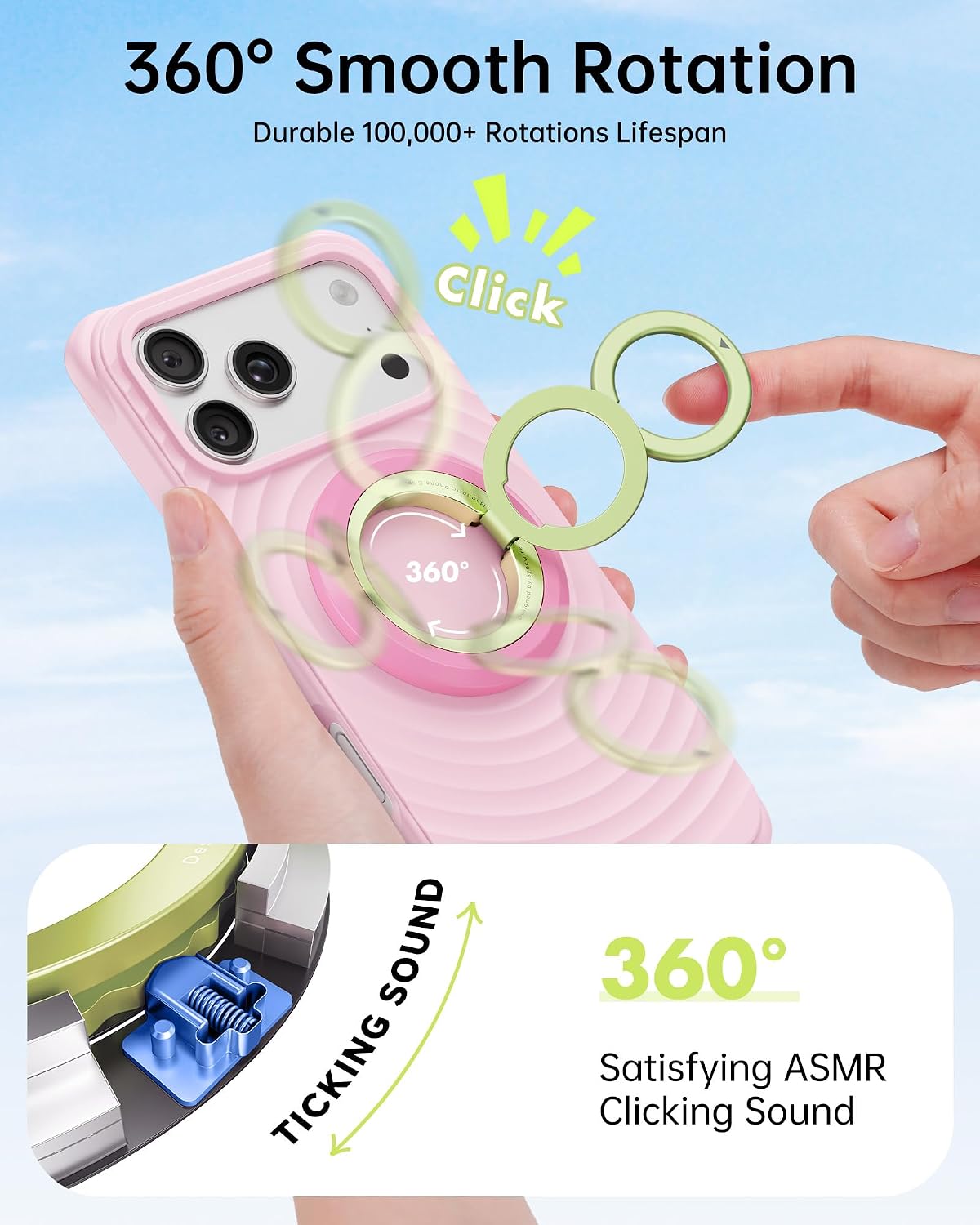 Thumbnail 2 de SYNCWIRE Magnetic Phone Ring Holder for MagSafe with 360° Rotation – Dual-Sided Magnetic Grip