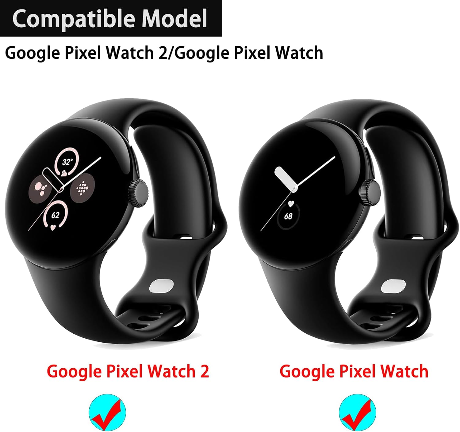 Thumbnail 2 de SUGARJAR Silicone Strap for Google Pixel Watch 3 (41mm) and Pixel Watch 2/1 – Soft, Durable Replacement Band
