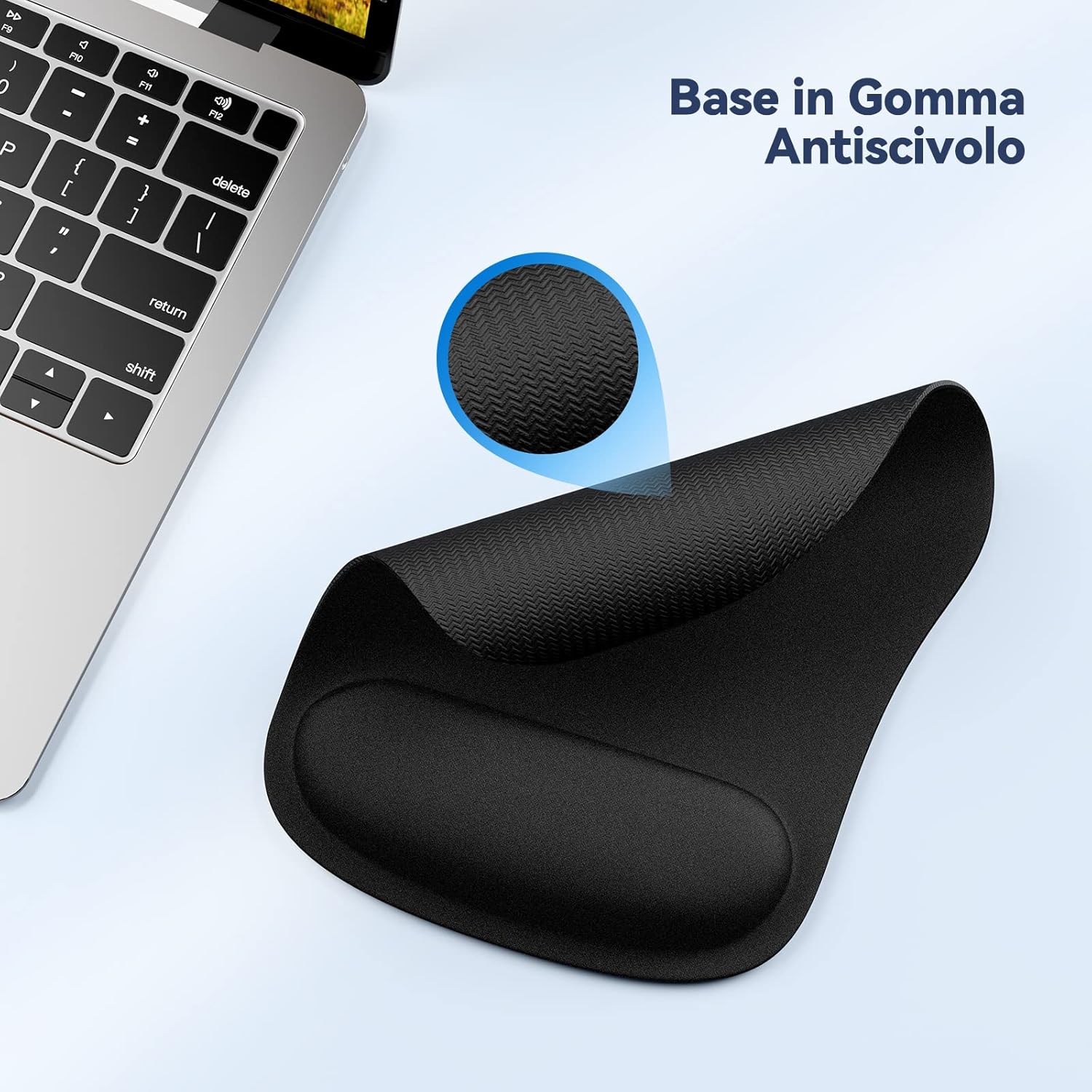 Thumbnail 4 de TECKNET Tappetino Mouse con Poggiapolsi – Memory Foam, superfice setosa e base antiscivolo