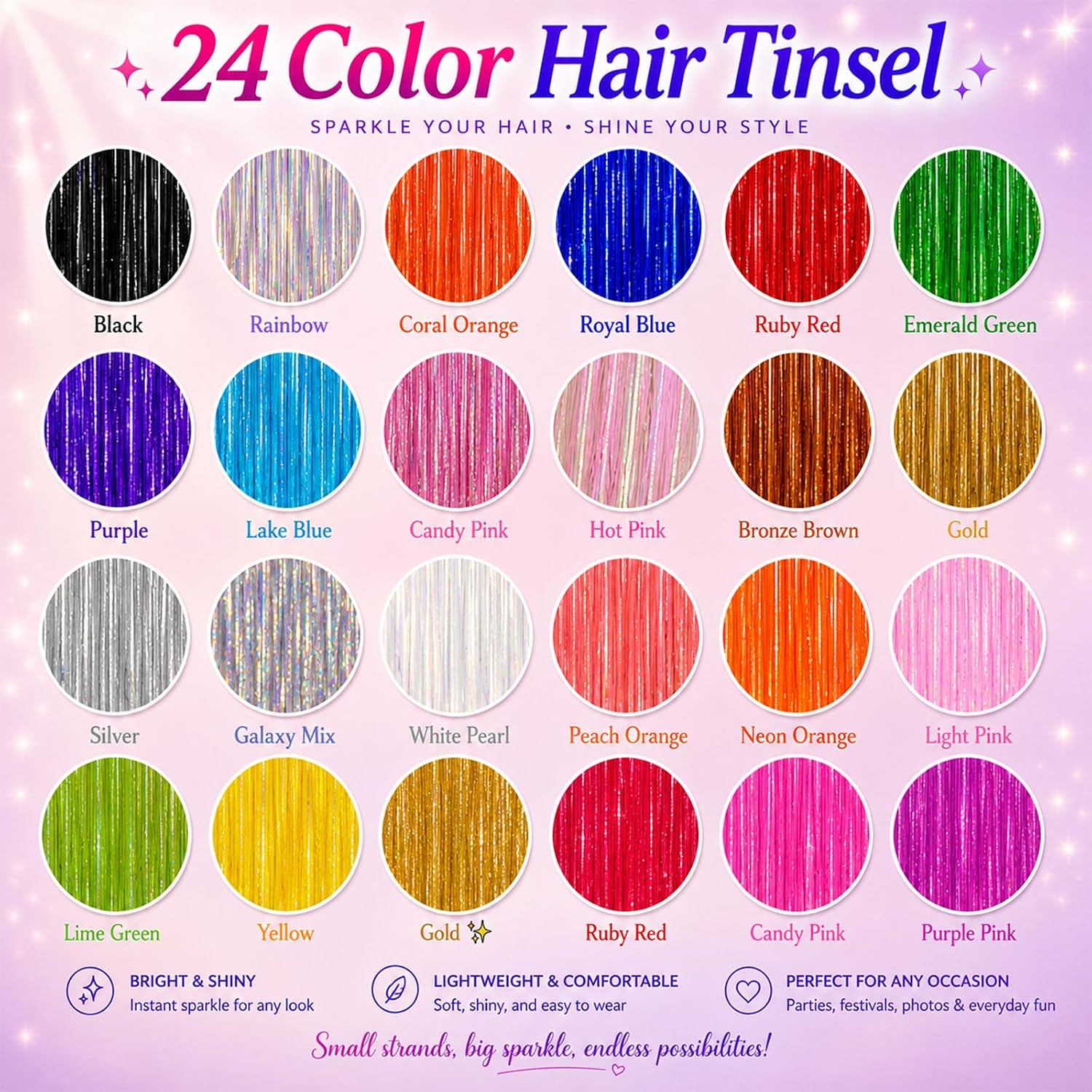 Detalle de Hair Tinsel Extensions, 48 Inch