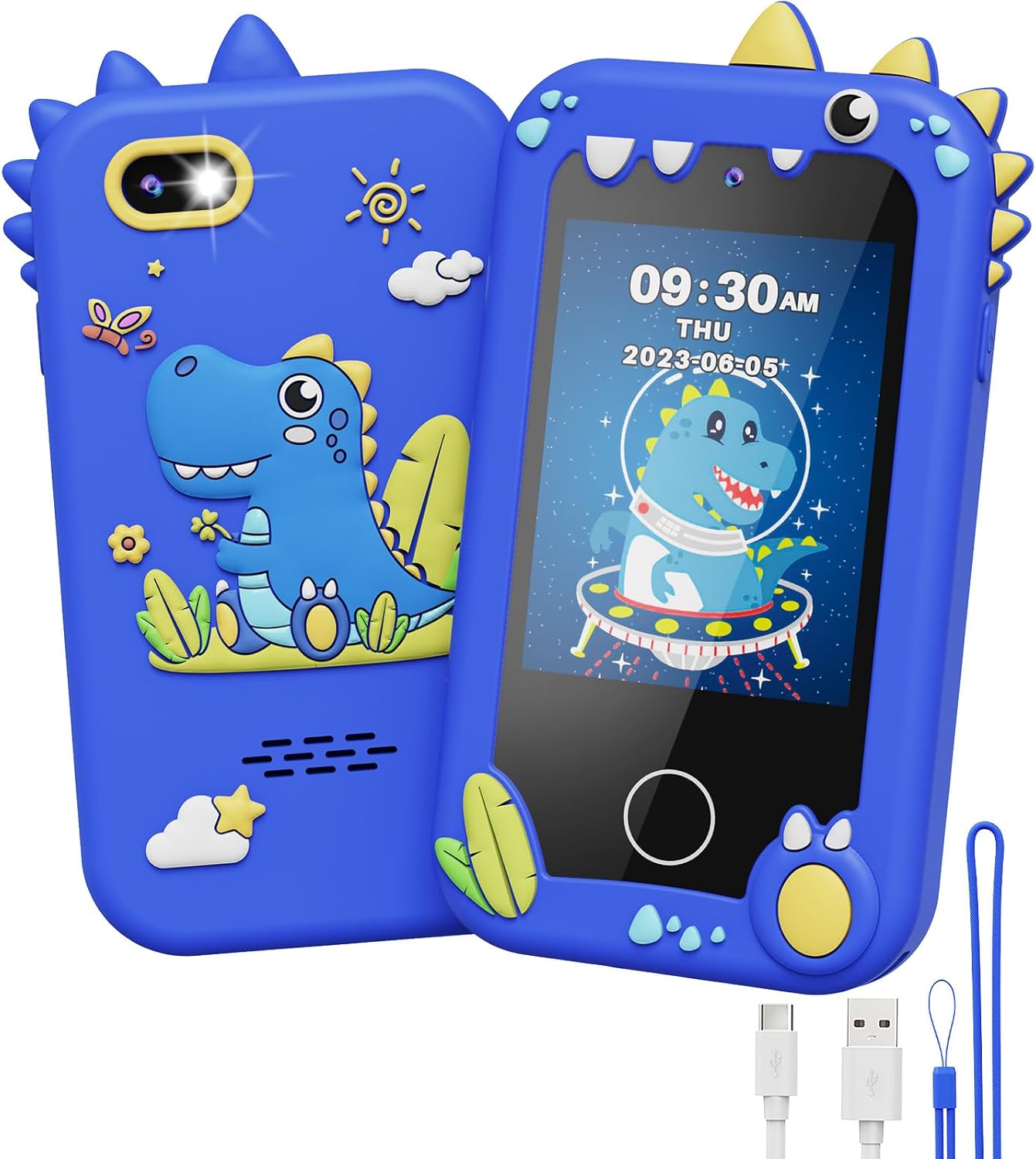 Detalle de UCIDCI Kinder Handy Spielzeug mit Dual-Kamera – Lernspielzeug, MP3-Player und mehr (Blau)
