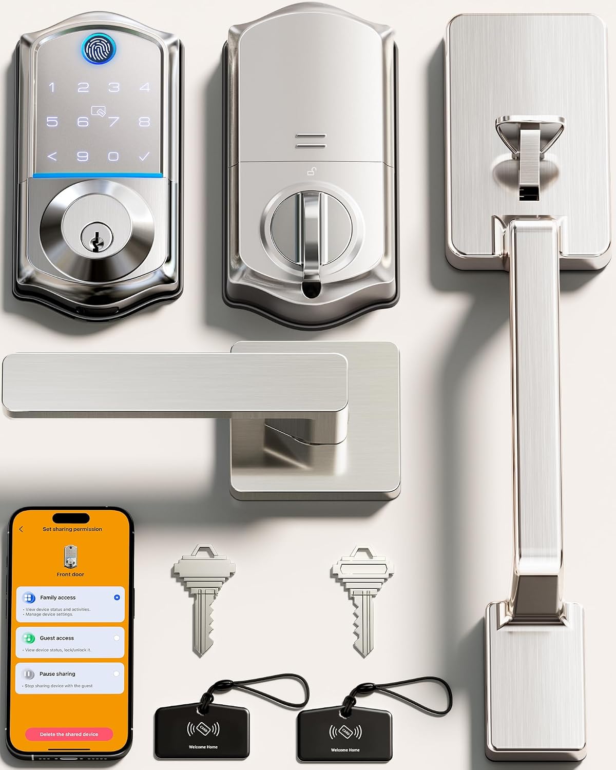 Detalle de Veise Smart Front Door Lock Set, Satin Nickel